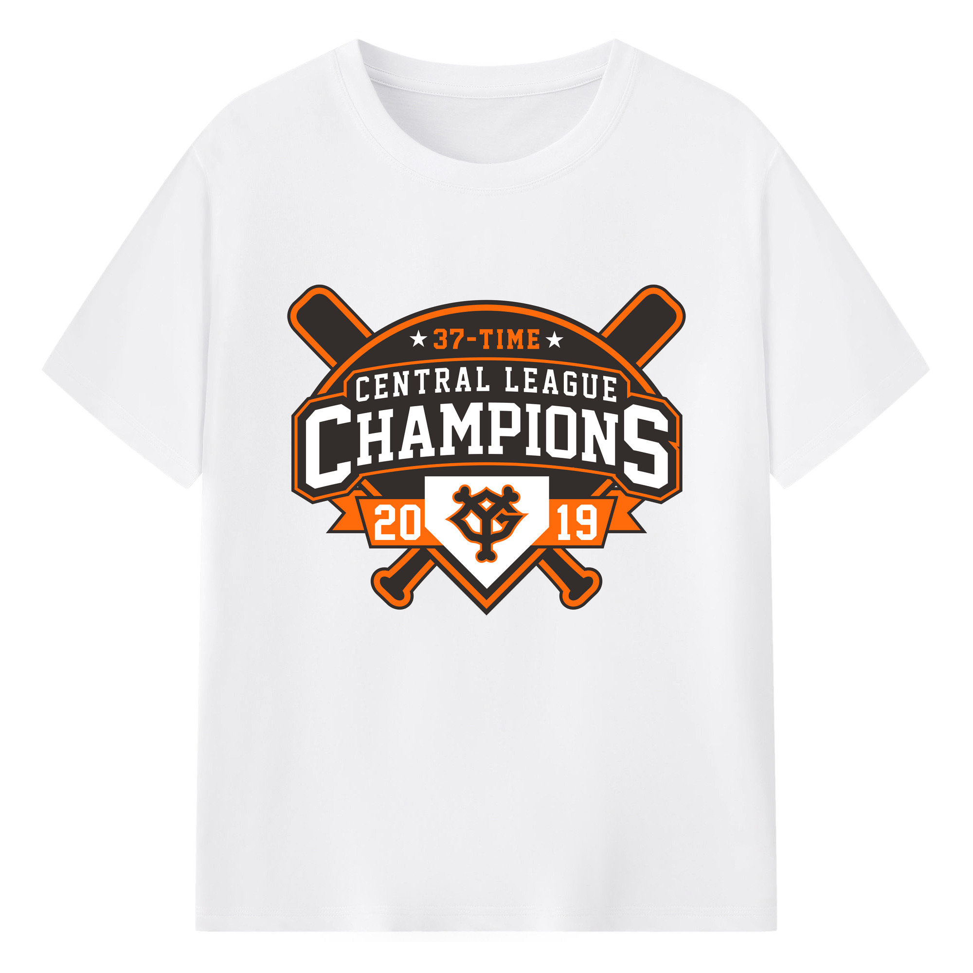 YOMIURI GIANTS CENTRAL LEAGUE CHAMPIONS 2019 Logo - 綿100％ 半袖Tシャツ ・ フロントプリント ・ 快適 通気性 ・ 日常使い 散歩 スポーツ用