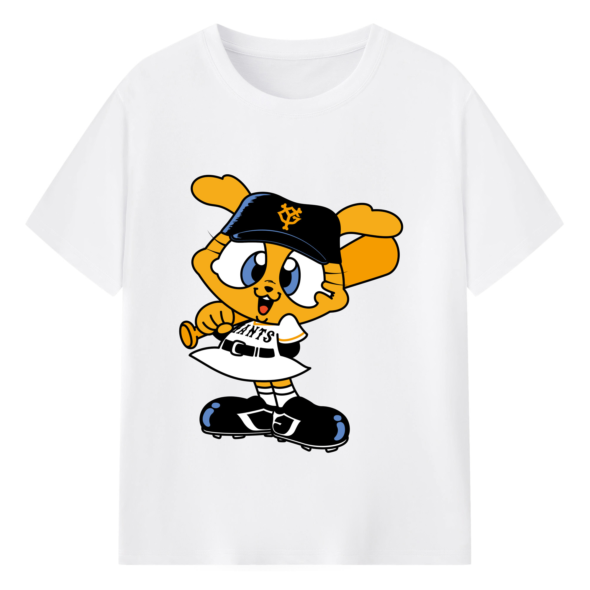 YOMIURI GIANTS MASCOT APPLICATION Cute Logo - 綿100％ 半袖Tシャツ ・ フロントプリント ・ 快適 通気性 ・ 日常使い 散歩 スポーツ用