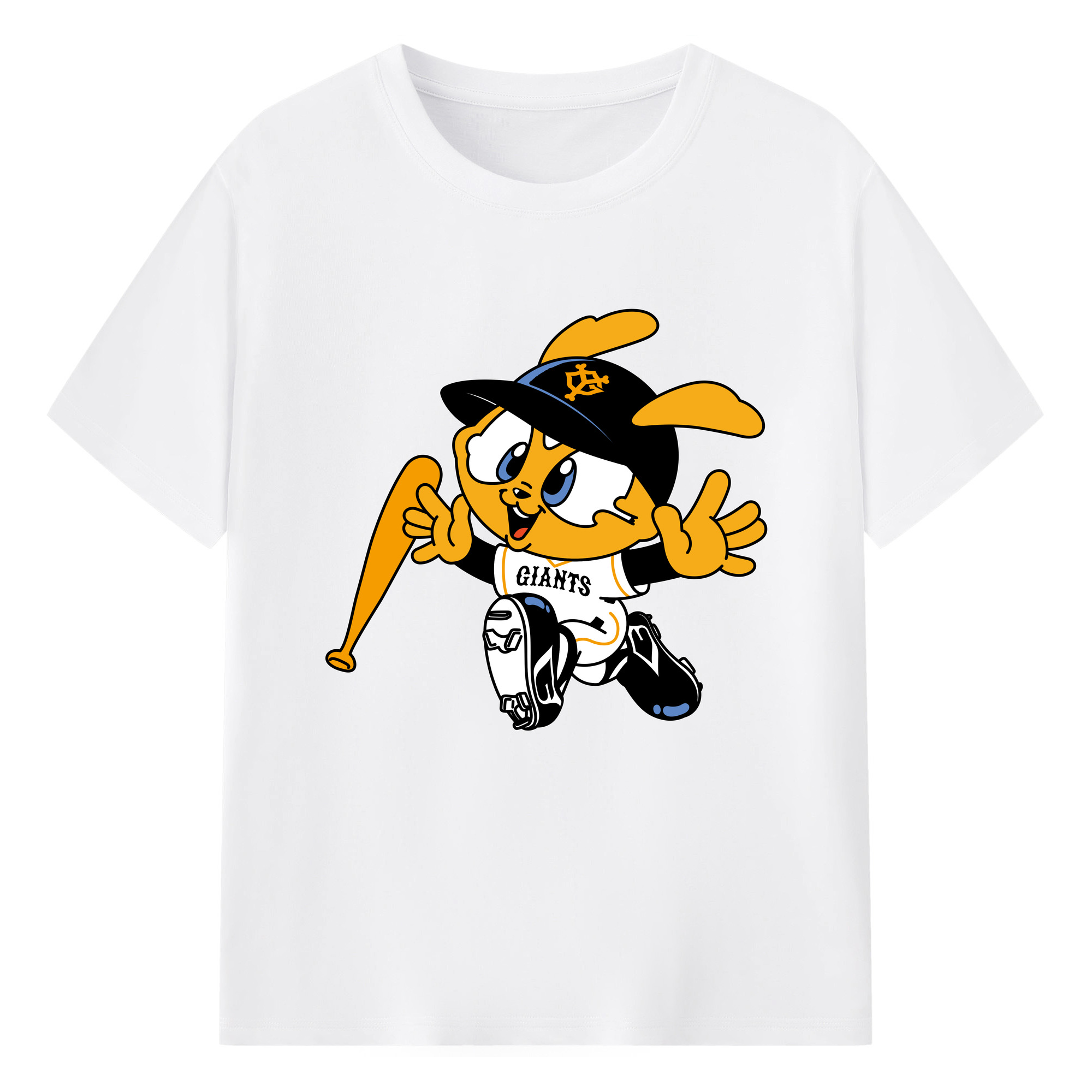 YOMIURI GIANTS MASCOT APPLICATION Happy Logo - 綿100％ 半袖Tシャツ ・ フロントプリント ・ 快適 通気性 ・ 日常使い 散歩 スポーツ用
