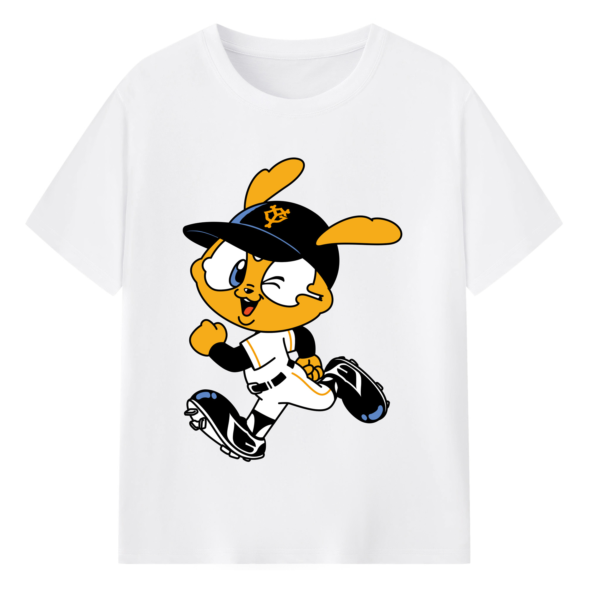 YOMIURI GIANTS MASCOT APPLICATION Running Logo - 綿100％ 半袖Tシャツ ・ フロントプリント ・ 快適 通気性 ・ 日常使い 散歩 スポーツ用