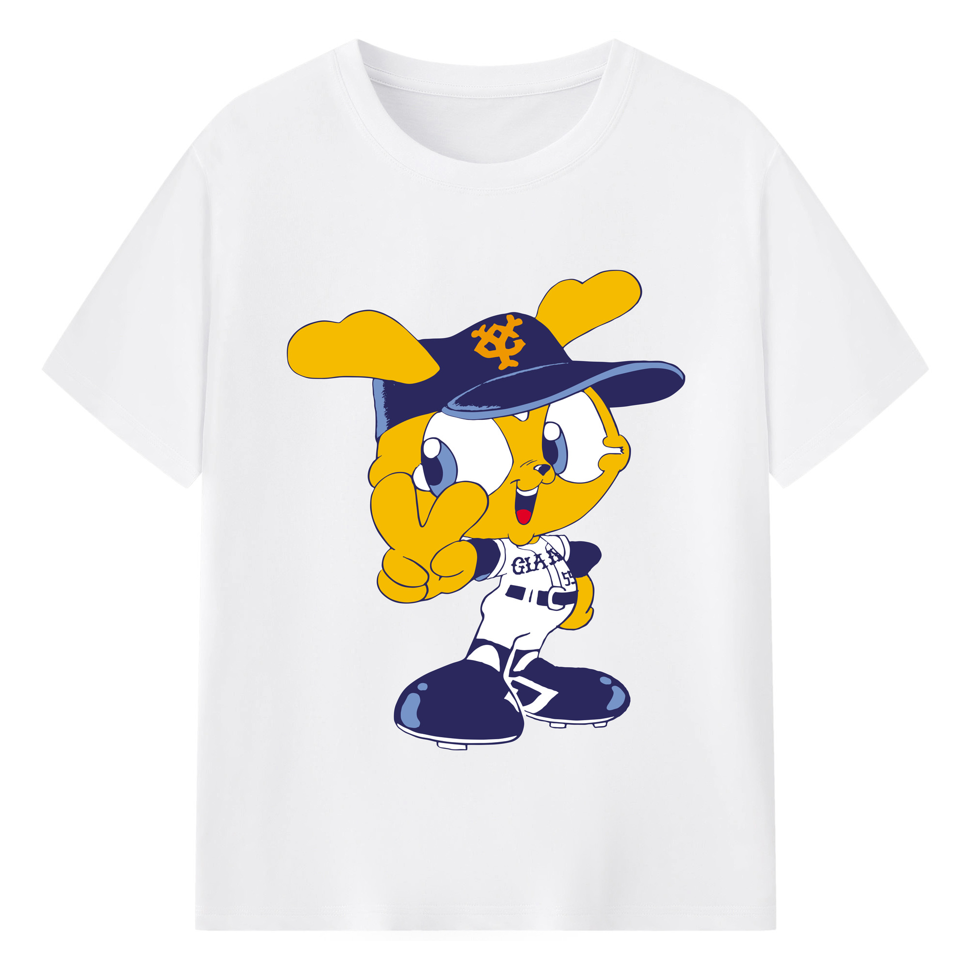 YOMIURI GIANTS MASCOT GIABBIT 2000's EARLY APPLICATION VICTORY Logo - 綿100％ 半袖Tシャツ ・ フロントプリント ・ 快適 通気性 ・ 日常使い 散歩 スポーツ用