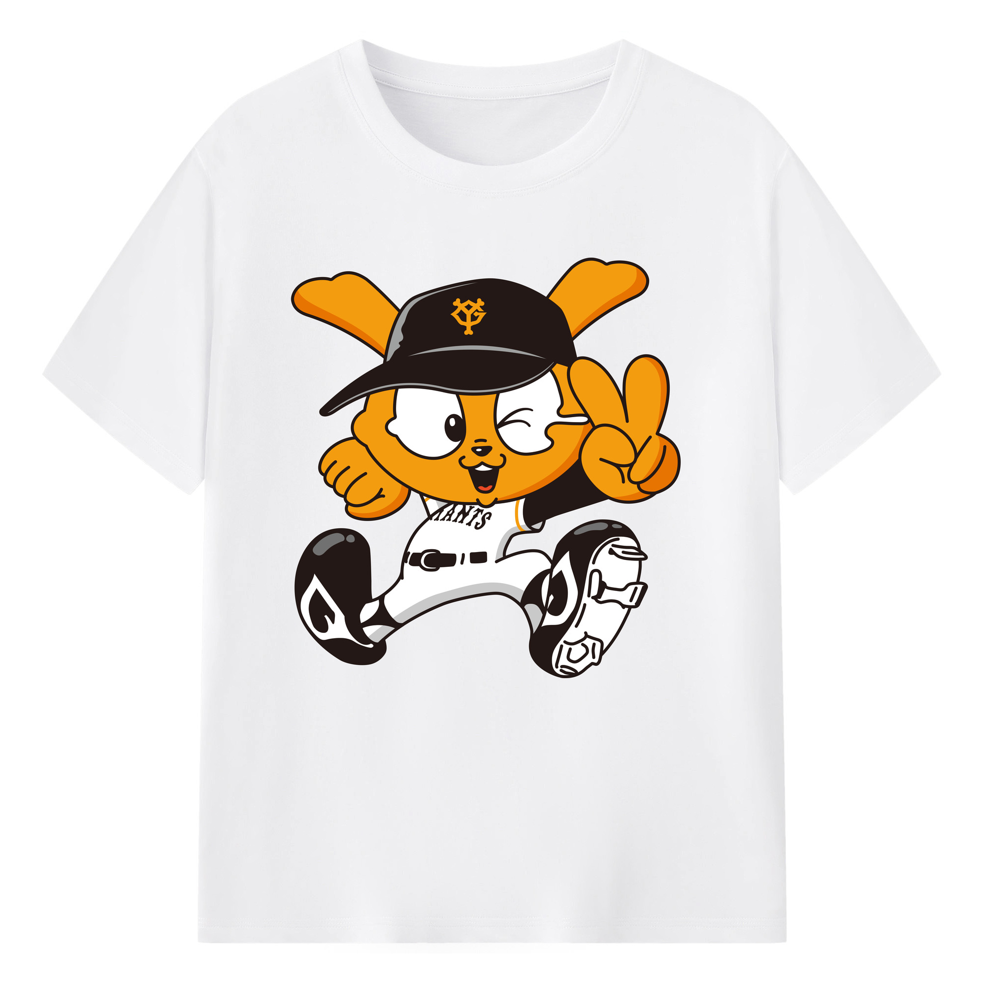 YOMIURI GIANTS MASCOT GIABBIT APPLICATION EXCITE Logo - 綿100％ 半袖Tシャツ ・ フロントプリント ・ 快適 通気性 ・ 日常使い 散歩 スポーツ用