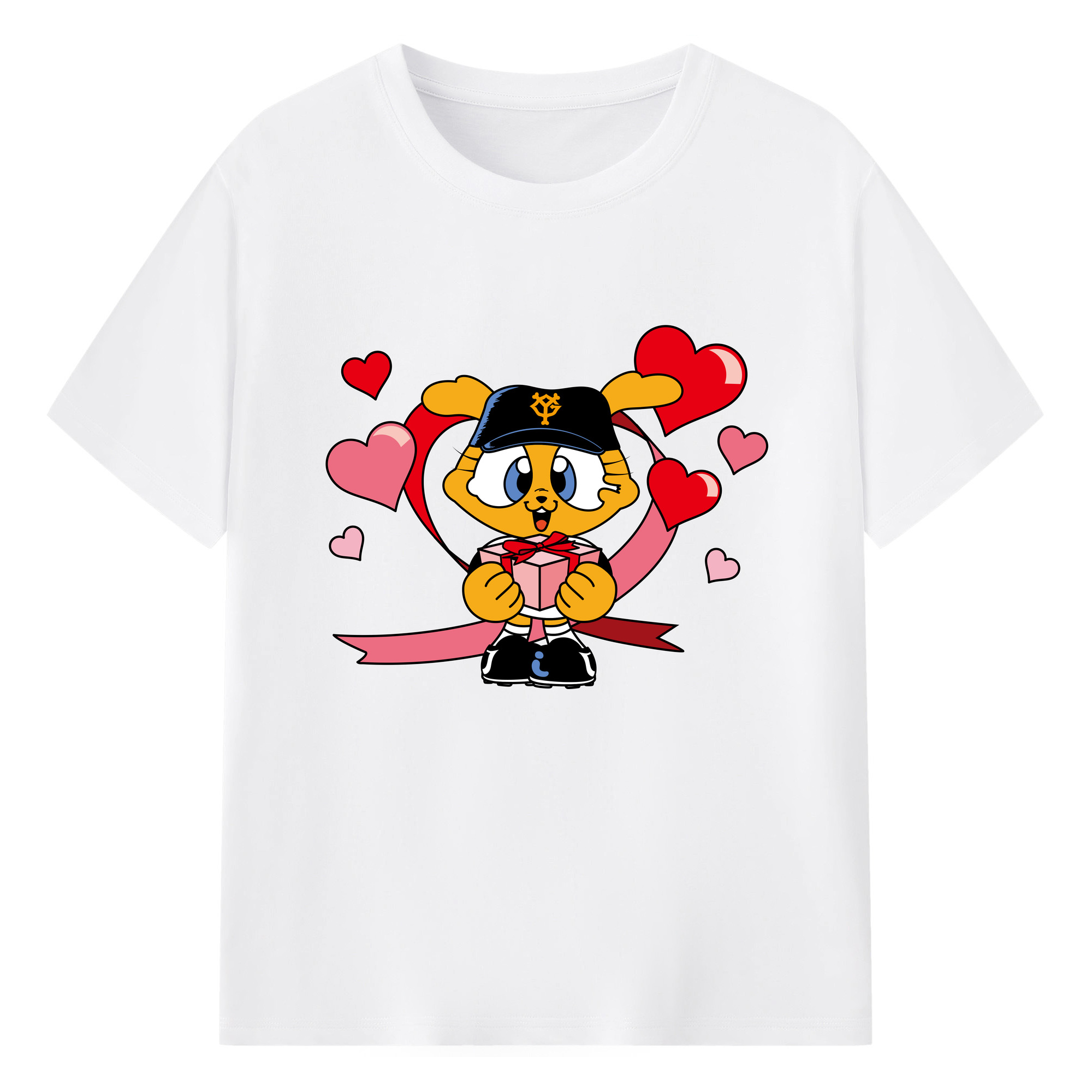 YOMIURI GIANTS MASCOT APPLICATION Gift Logo - 綿100％ 半袖Tシャツ ・ フロントプリント ・ 快適 通気性 ・ 日常使い 散歩 スポーツ用