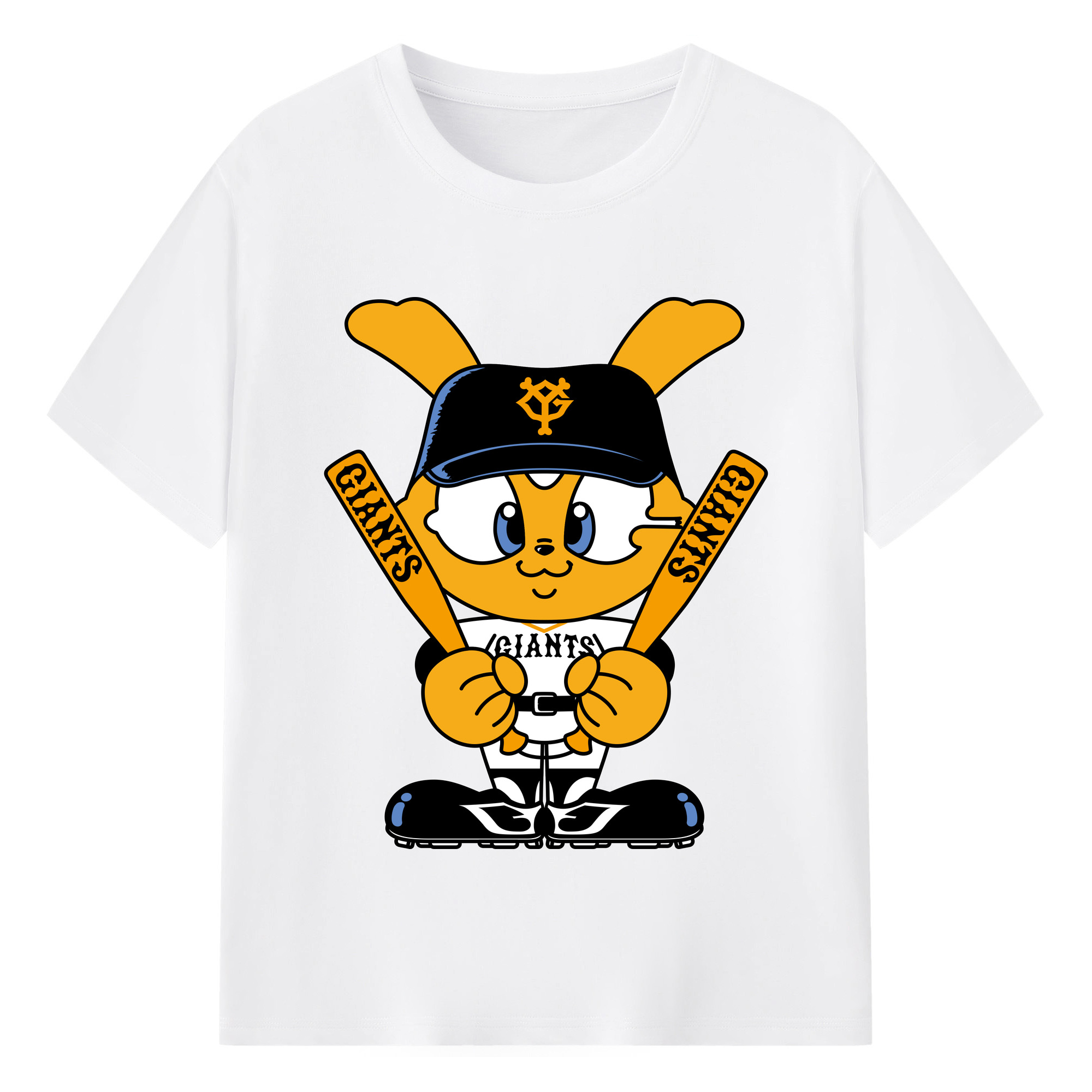 YOMIURI GIANTS MASCOT APPLICATION Logo - 綿100％ 半袖Tシャツ ・ フロントプリント ・ 快適 通気性 ・ 日常使い 散歩 スポーツ用