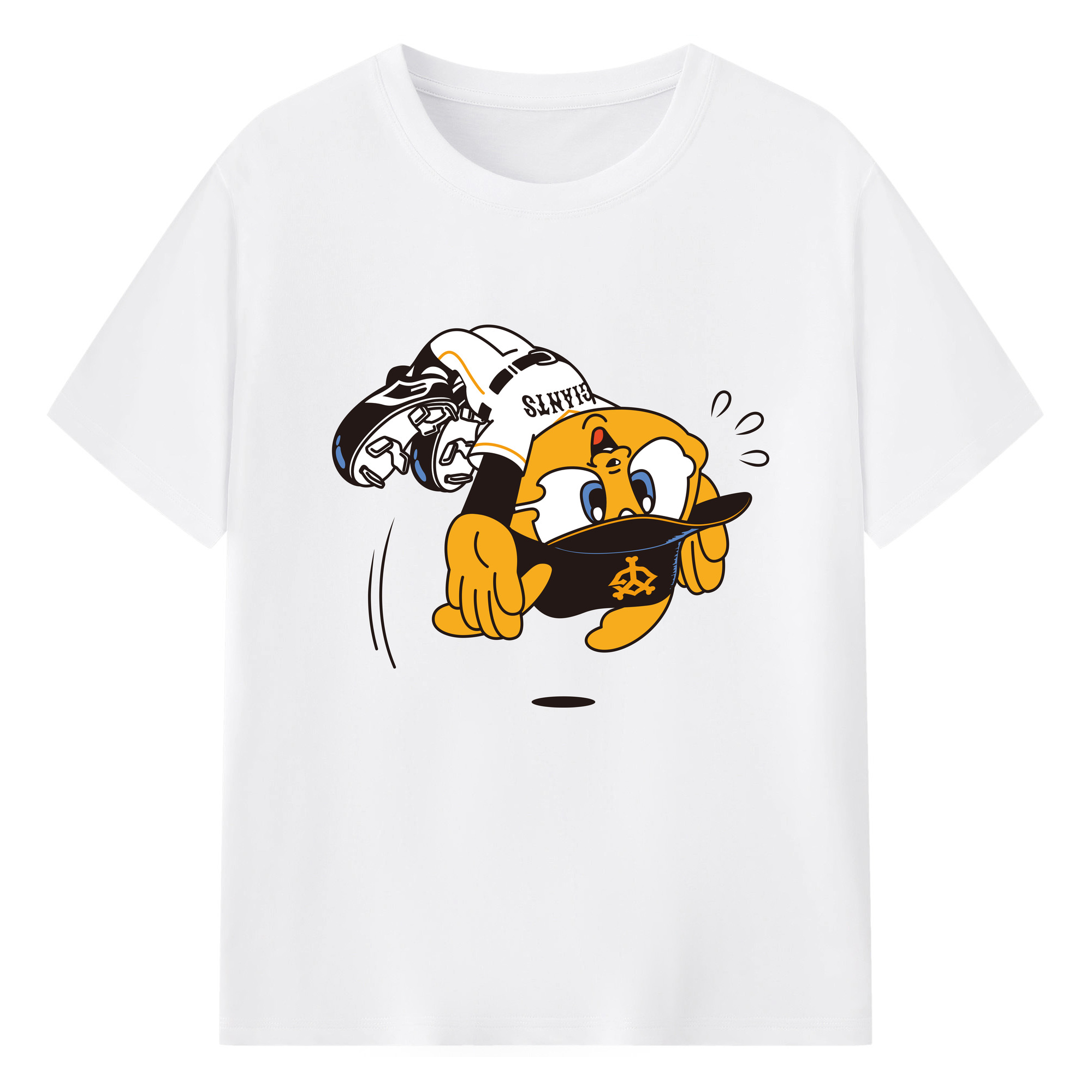 YOMIURI GIANTS MASCOT APPLICATION Jump Logo - 綿100％ 半袖Tシャツ ・ フロントプリント ・ 快適 通気性 ・ 日常使い 散歩 スポーツ用