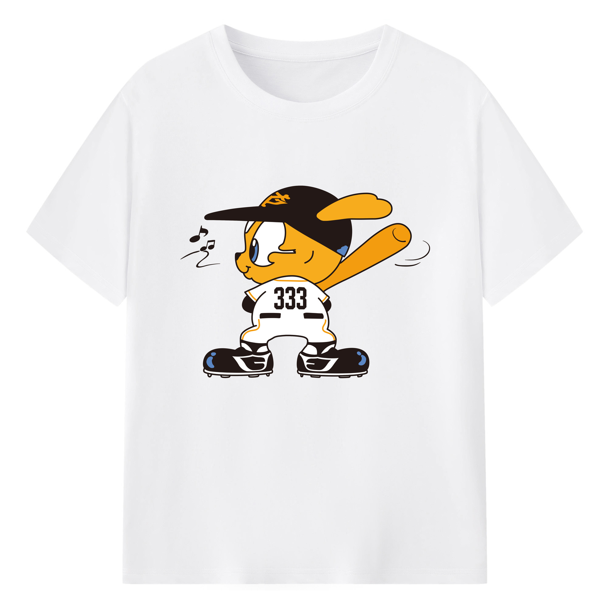 YOMIURI GIANTS MASCOT APPLICATION Music Logo - 綿100％ 半袖Tシャツ ・ フロントプリント ・ 快適 通気性 ・ 日常使い 散歩 スポーツ用