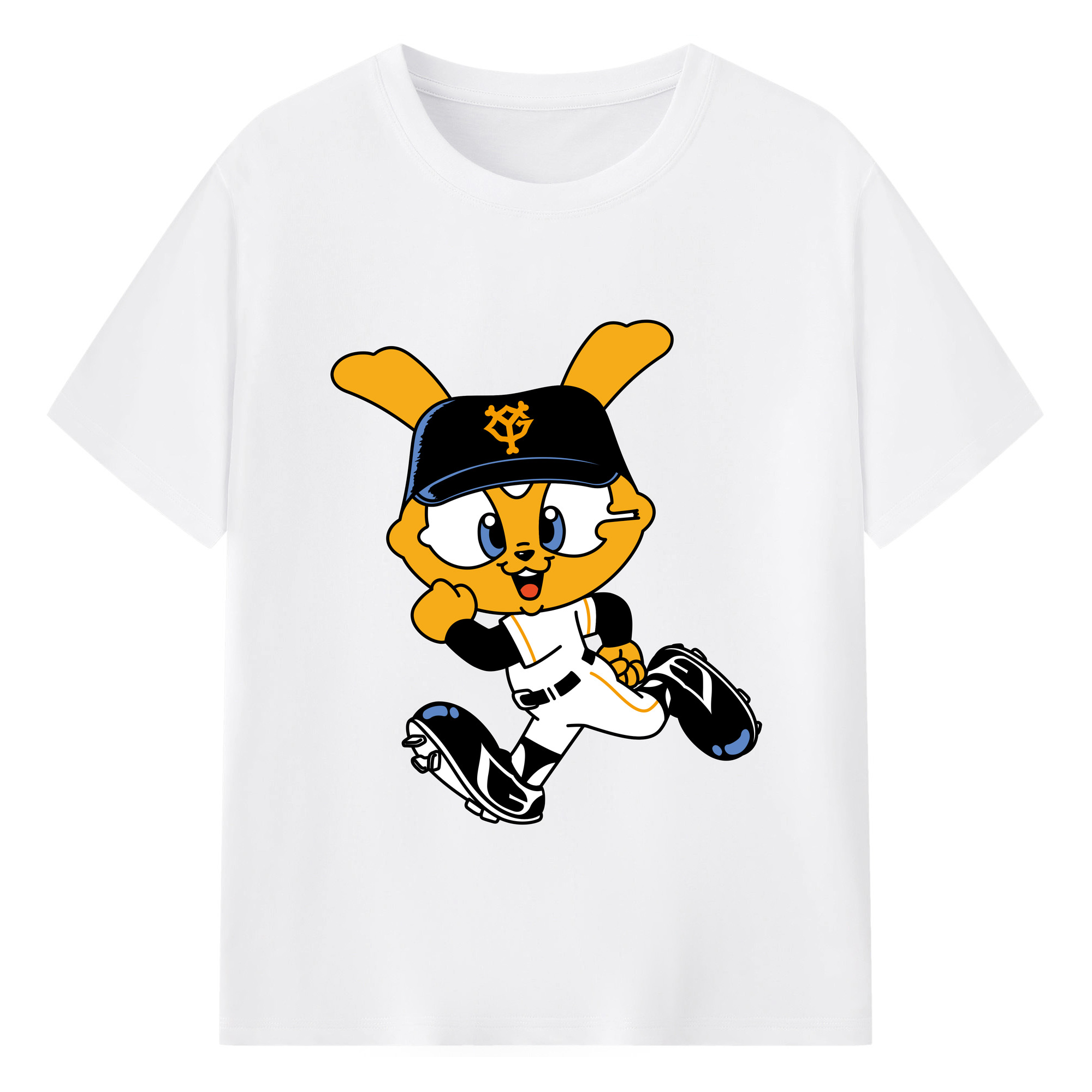 YOMIURI GIANTS MASCOT APPLICATION - 綿100％ 半袖Tシャツ ・ フロントプリント ・ 快適 通気性 ・ 日常使い 散歩 スポーツ用