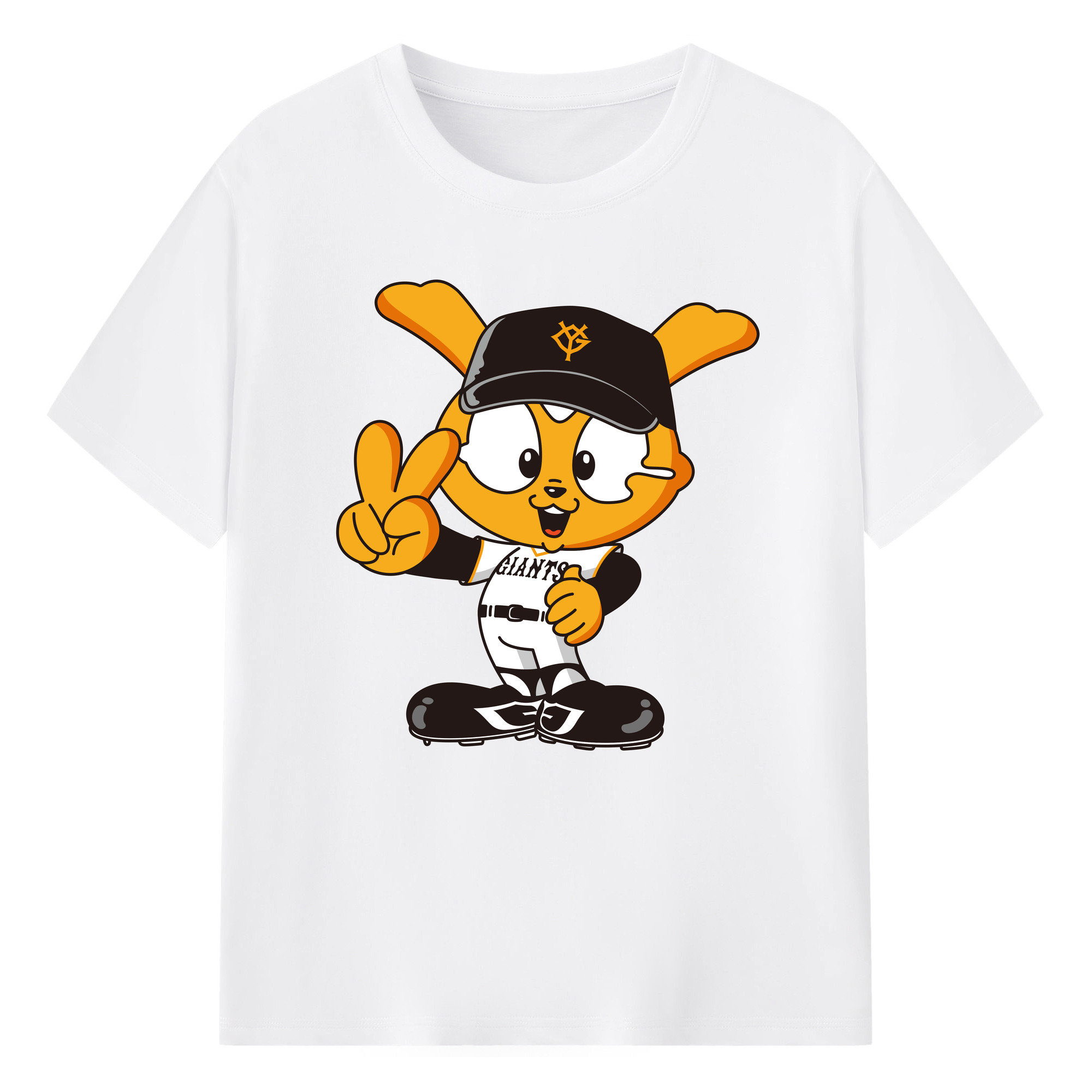 YOMIURI GIANTS MASCOT GIABBIT 2024 APPLICATION SMILE AND VICTORY Logo - 綿100％ 半袖Tシャツ ・ フロントプリント ・ 快適 通気性 ・ 日常使い 散歩 スポーツ用