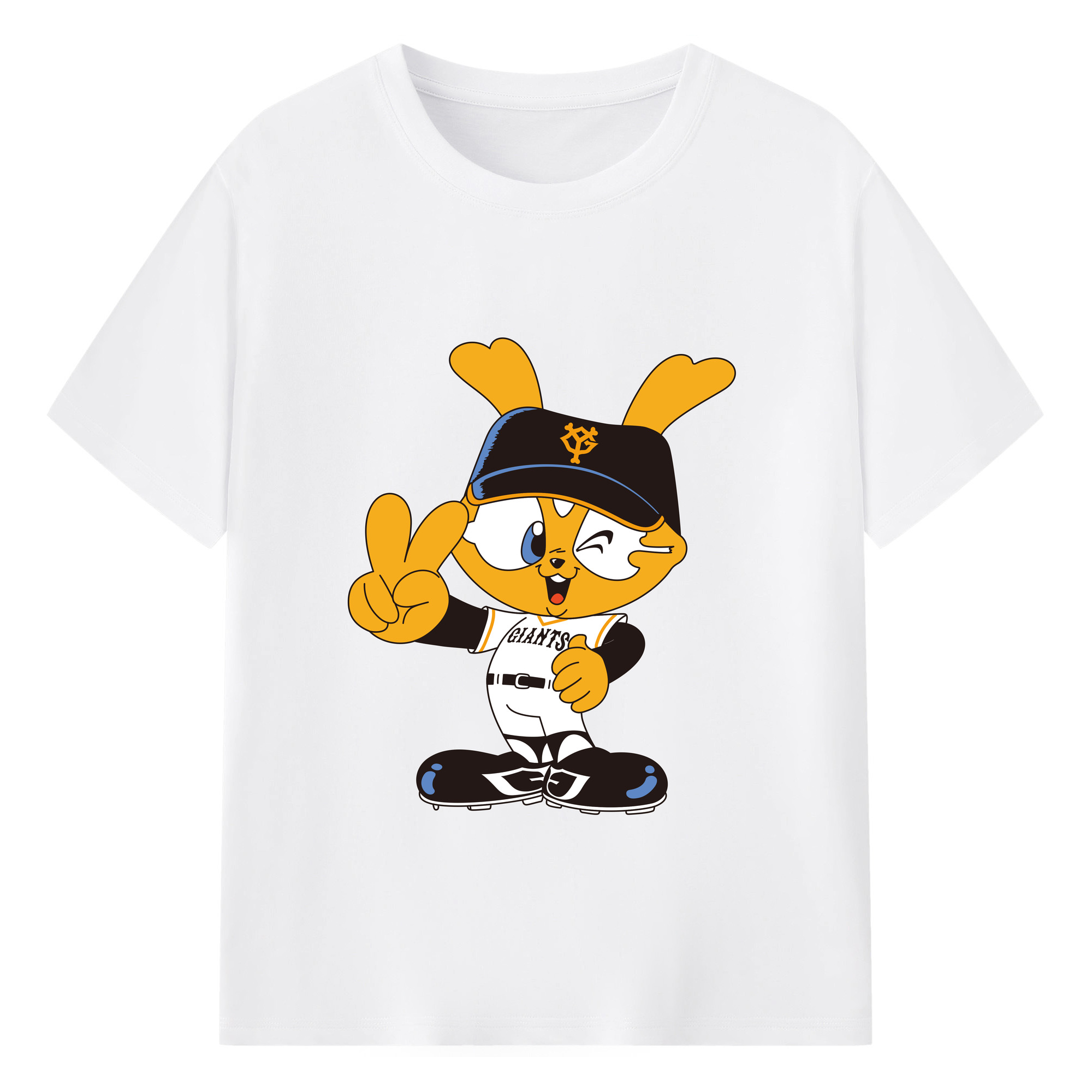 YOMIURI GIANTS MASCOT GIABBI APPLICATION VICTORY Logo - 綿100％ 半袖Tシャツ ・ フロントプリント ・ 快適 通気性 ・ 日常使い 散歩 スポーツ用