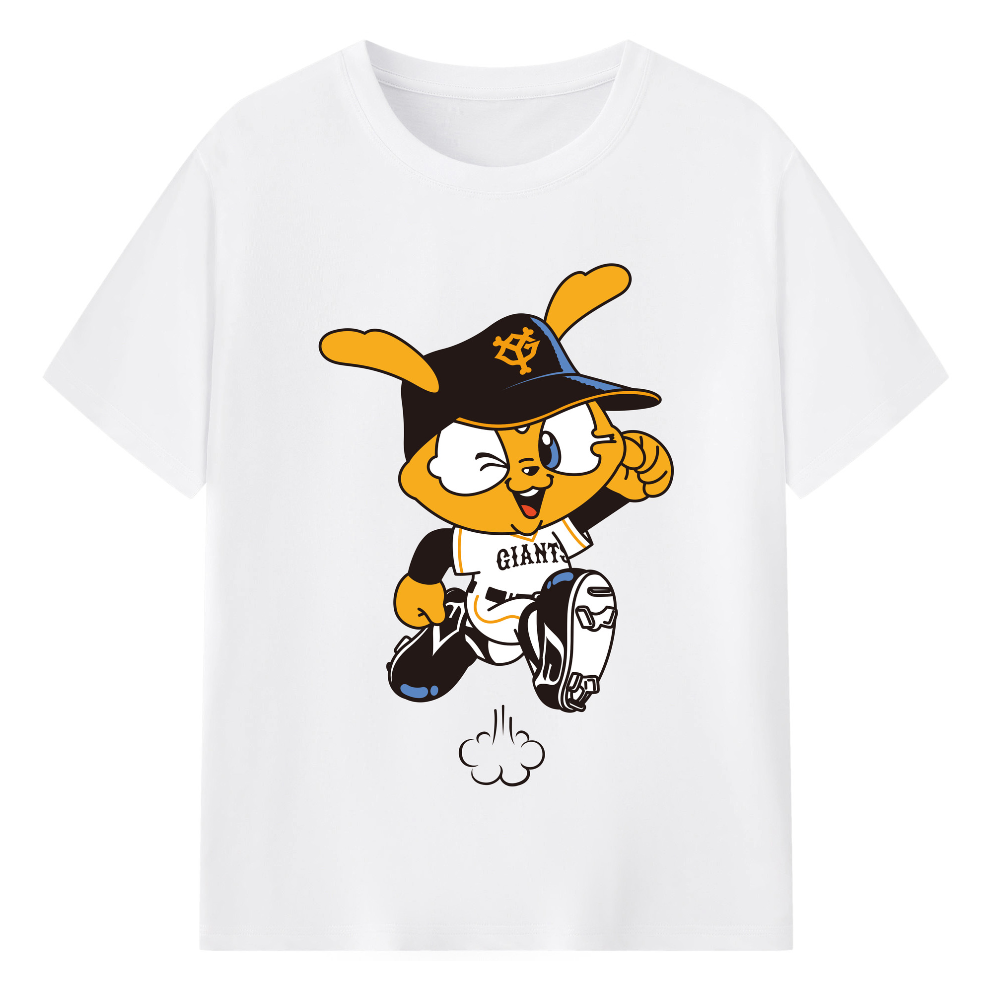 YOMIURI GIANTS MASCOT GIABBIT APPLICATION FIGHTING Logo - 綿100％ 半袖Tシャツ ・ フロントプリント ・ 快適 通気性 ・ 日常使い 散歩 スポーツ用