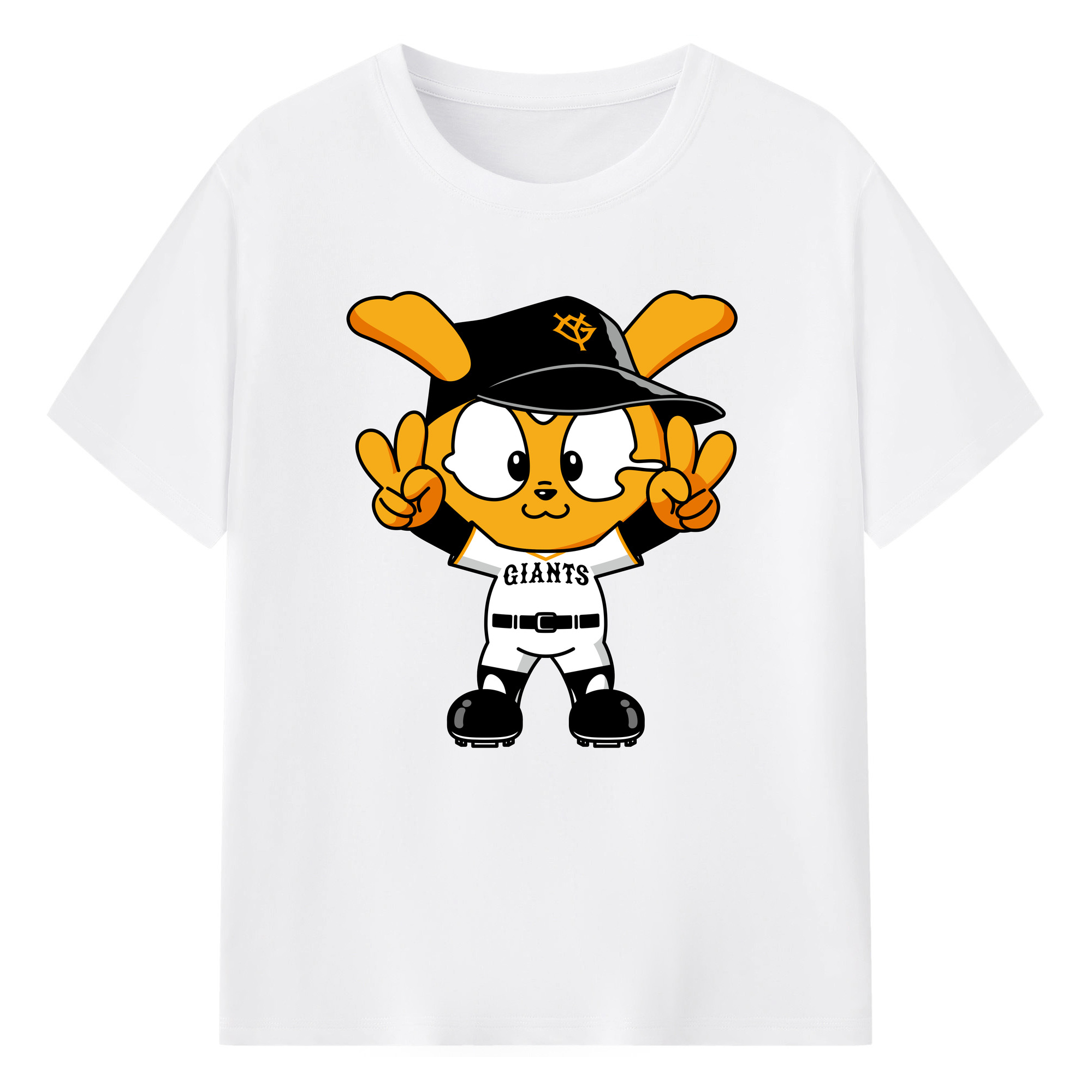YOMIURI GIANTS MASCOT GIABBIT 2024 APPLICATION VICTORY Logo - 綿100％ 半袖Tシャツ ・ フロントプリント ・ 快適 通気性 ・ 日常使い 散歩 スポーツ用