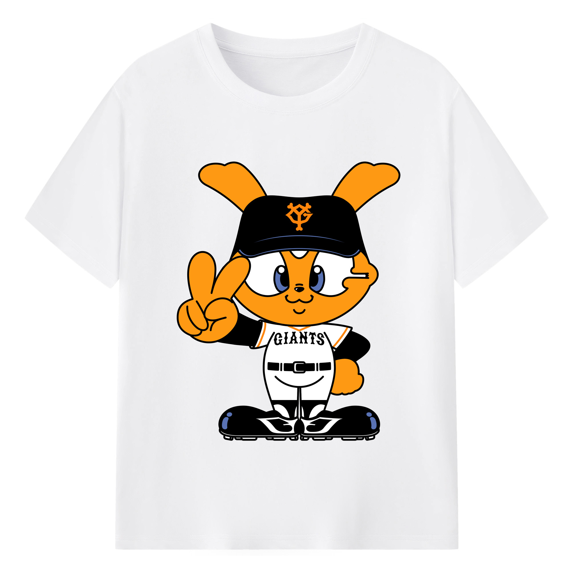 YOMIURI GIANTS MASCOT GIABBIT APPLICATION VICTORY Logo - 綿100％ 半袖Tシャツ ・ フロントプリント ・ 快適 通気性 ・ 日常使い 散歩 スポーツ用