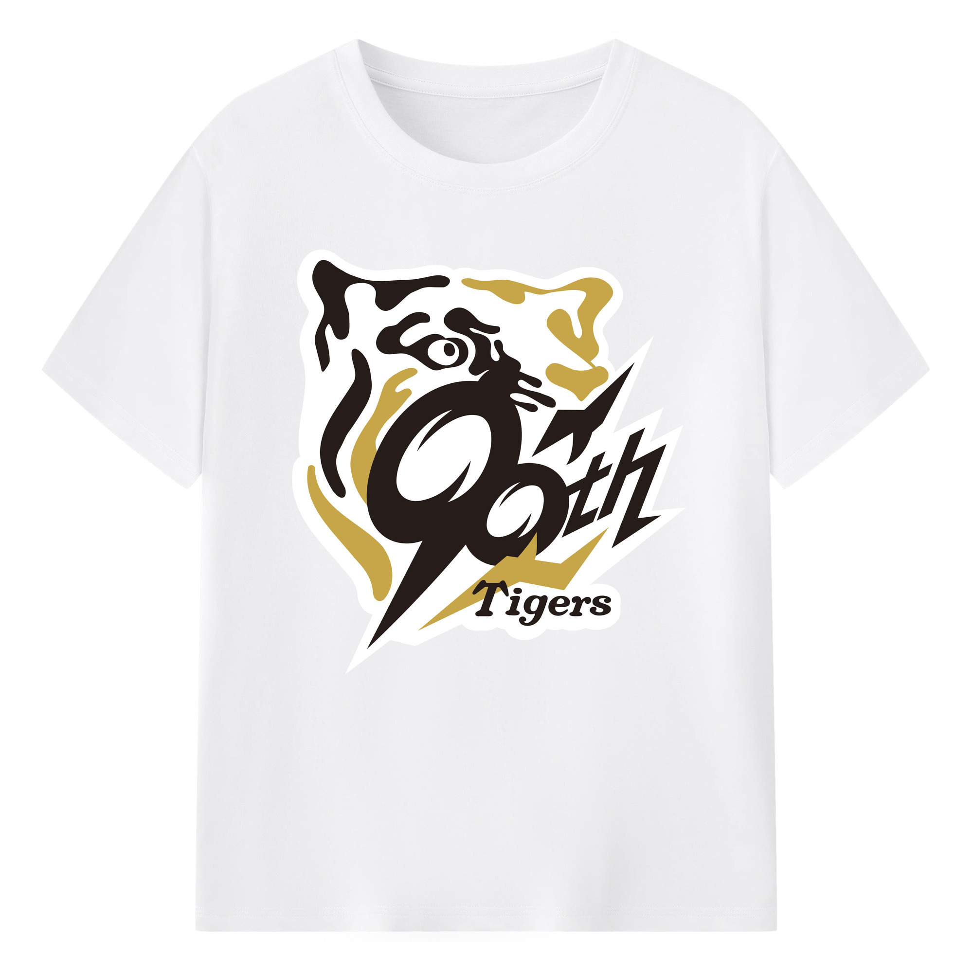 HANSHIN TIGERS 90TH ANNIVERSARY EMBLEM APPLICATION BACKGROUND Logo - 綿100％ 半袖Tシャツ ・ フロントプリント ・ 快適 通気性 ・ 日常使い 散歩 スポーツ用