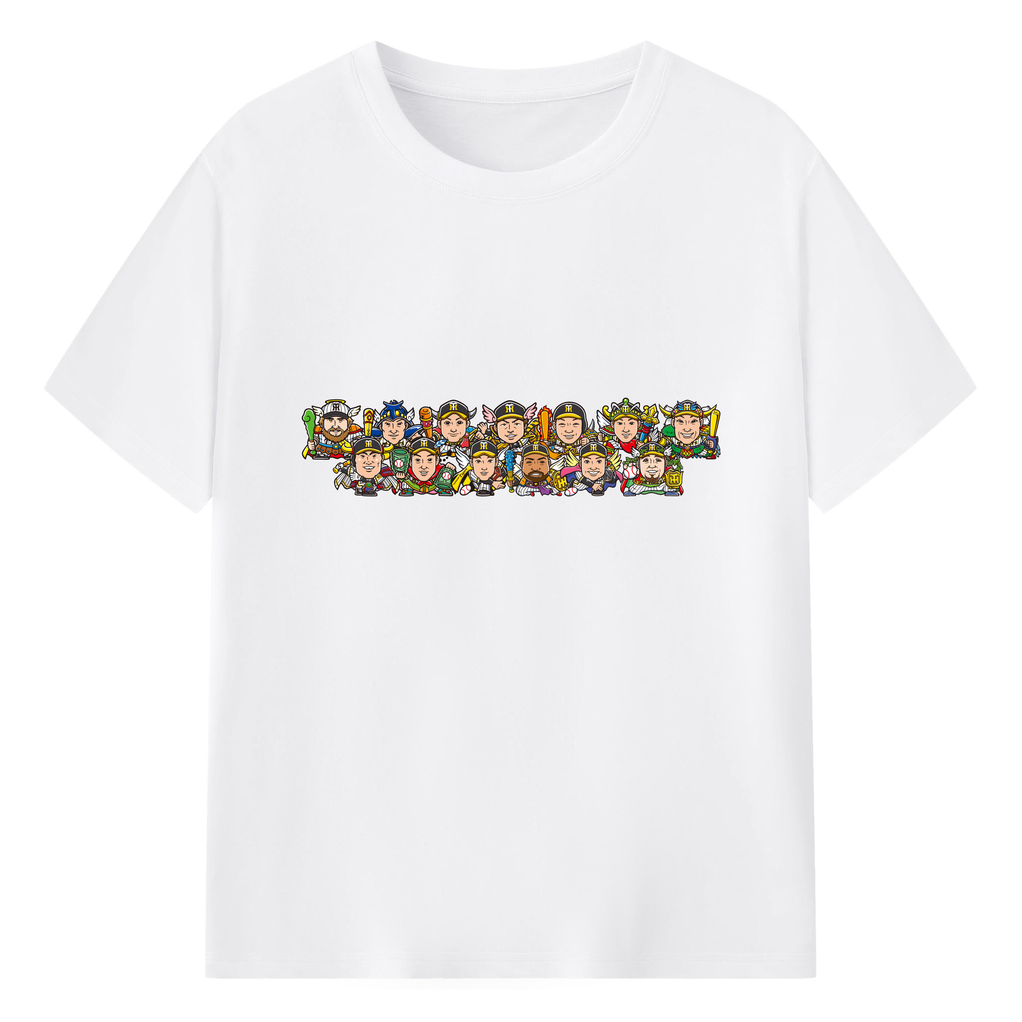 HANSHIN TIGERS BIKKURI-MAN FULL Logo - 綿100％ 半袖Tシャツ ・ フロントプリント ・ 快適 通気性 ・ 日常使い 散歩 スポーツ用