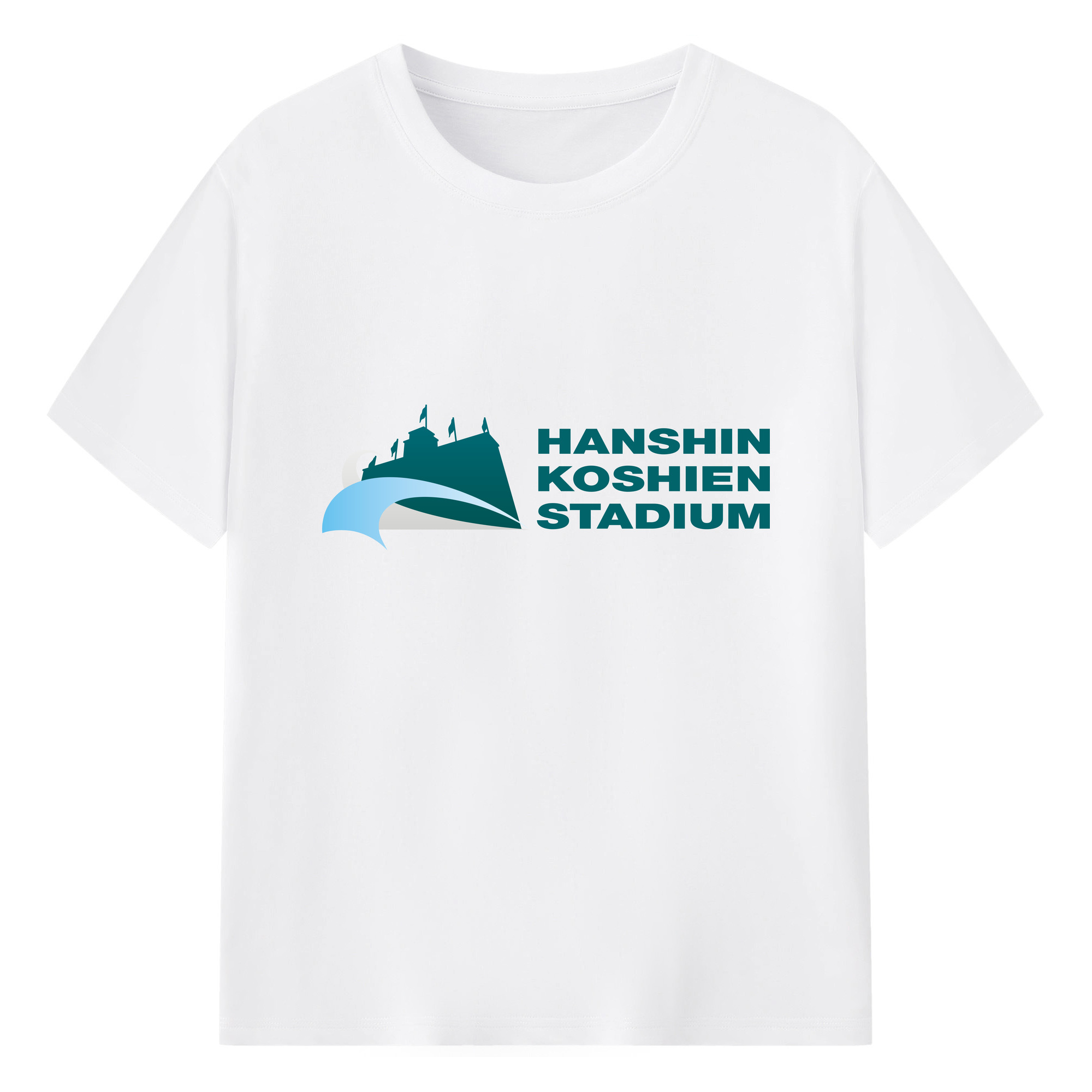 HANSHIN KOSHIEN STADIUM ENGLISH VERTICAL TYPE Logo - 綿100％ 半袖Tシャツ ・ フロントプリント ・ 快適 通気性 ・ 日常使い 散歩 スポーツ用