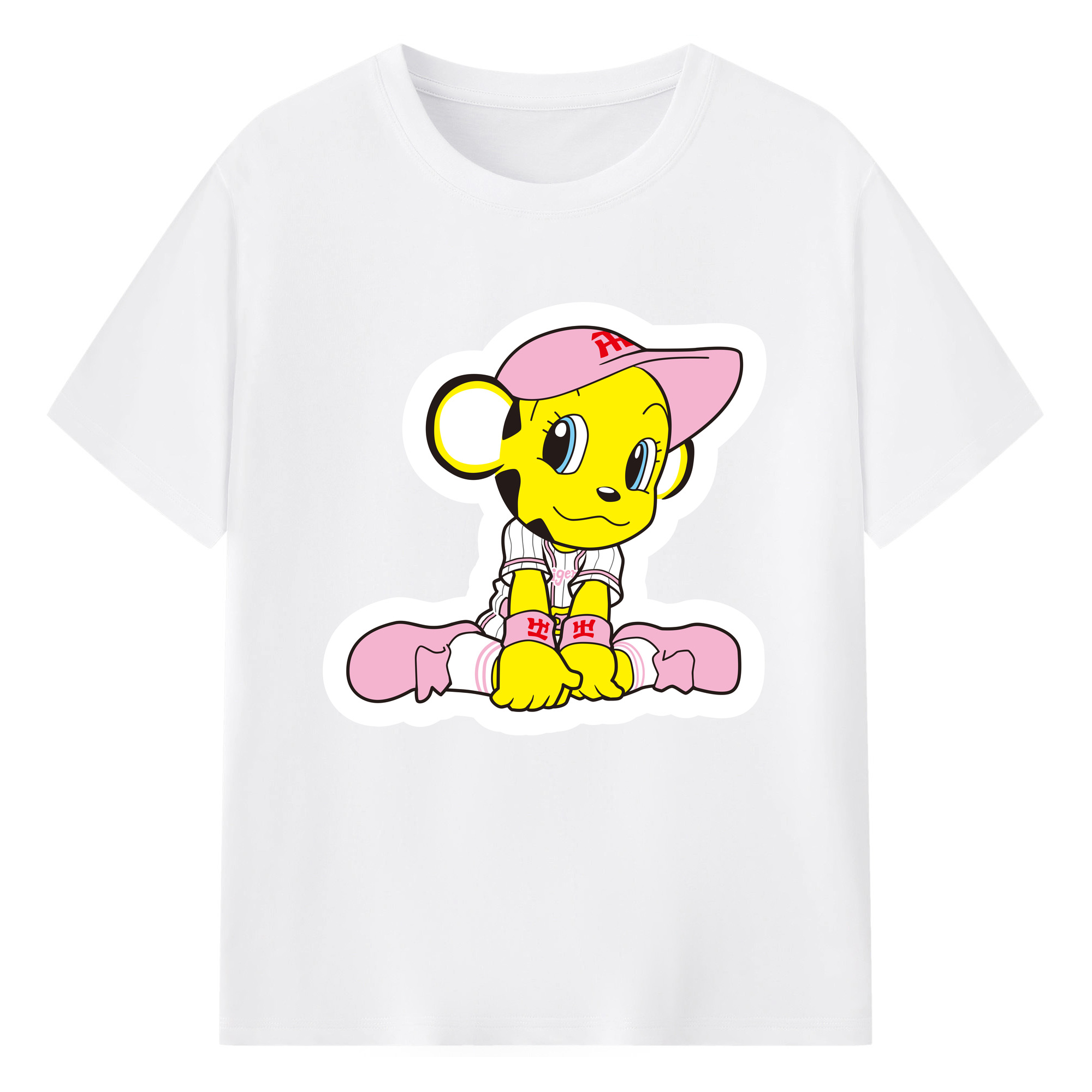 HANSHIN TIGERS MASCOT LUCKY APPLICATION BEND 2015 Logo - 綿100％ 半袖Tシャツ ・ フロントプリント ・ 快適 通気性 ・ 日常使い 散歩 スポーツ用