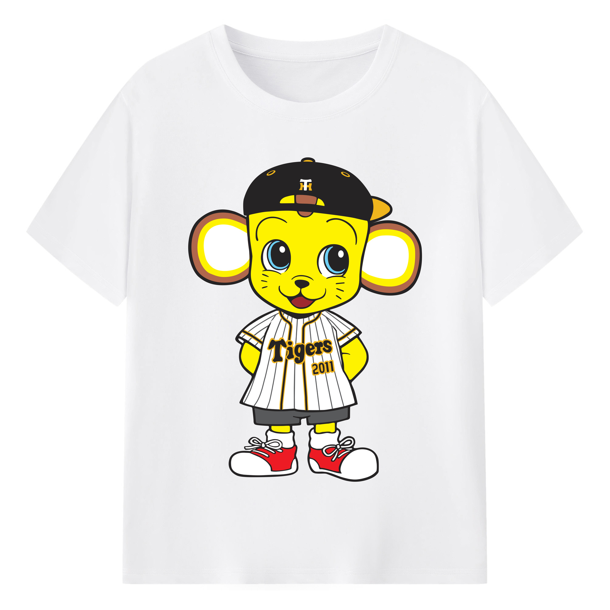 HANSHIN TIGERS MASCOT KITA 2010's LATELY PRESENT ORIGINAL Logo - 綿100％ 半袖Tシャツ ・ フロントプリント ・ 快適 通気性 ・ 日常使い 散歩 スポーツ用