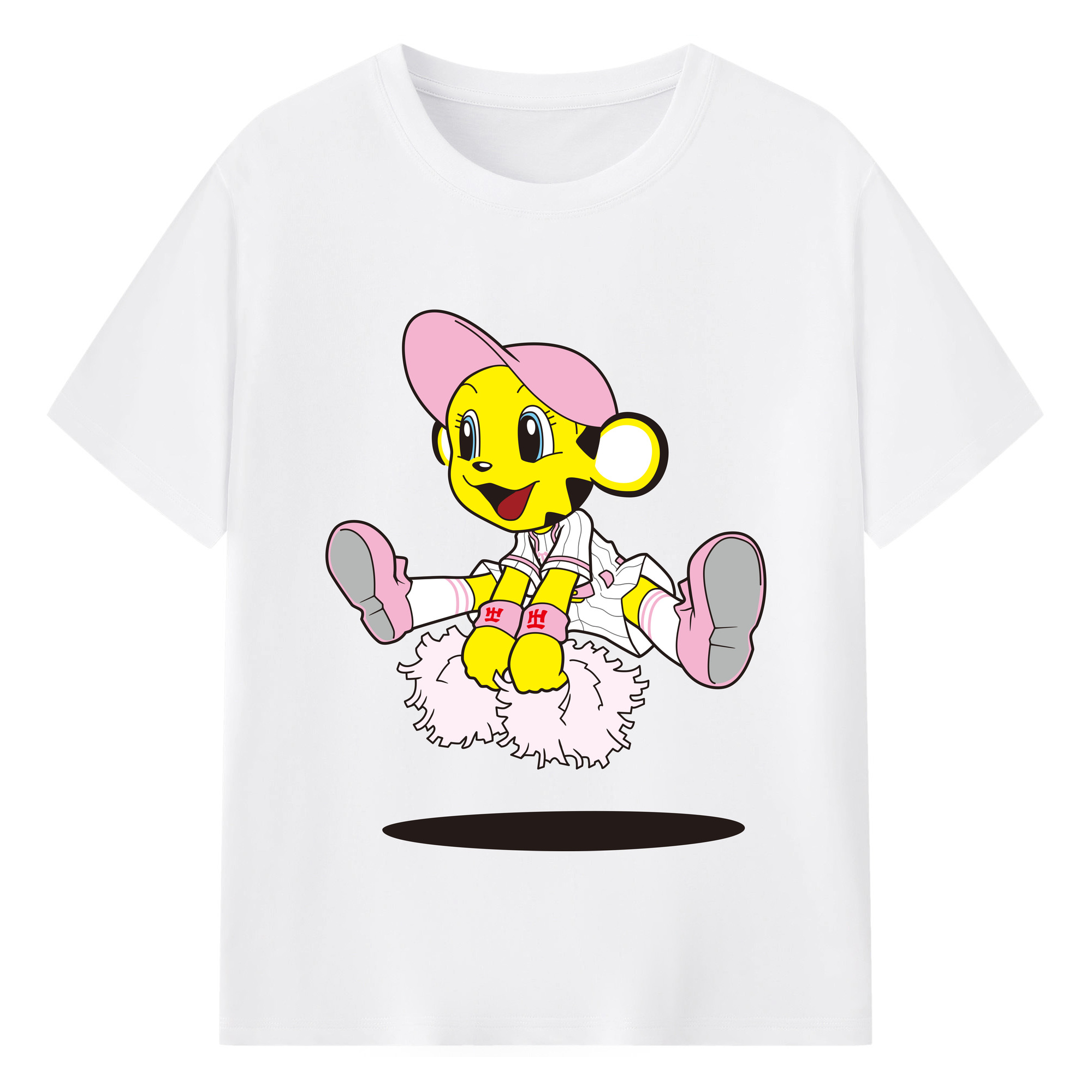 HANSHIN TIGERS MASCOT LUCKY APPLICATION JUMPING CHEERING 2015 Logo - 綿100％ 半袖Tシャツ ・ フロントプリント ・ 快適 通気性 ・ 日常使い 散歩 スポーツ用