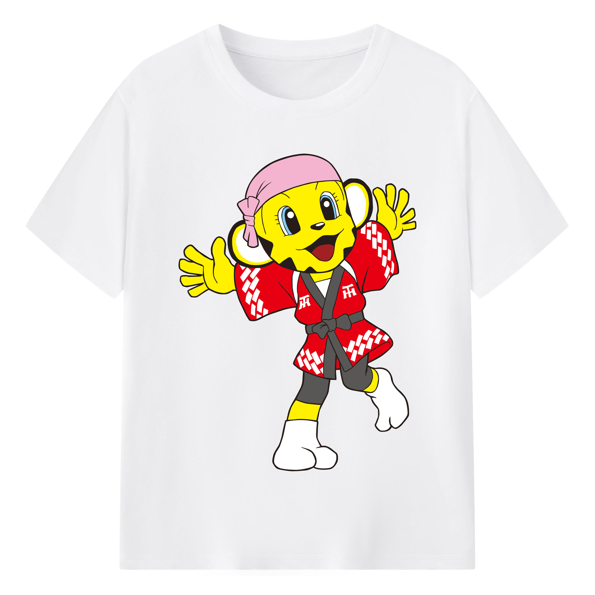 HANSHIN TIGERS MASCOT LUCKY APPLICATION YUKATA Logo - 綿100％ 半袖Tシャツ ・ フロントプリント ・ 快適 通気性 ・ 日常使い 散歩 スポーツ用