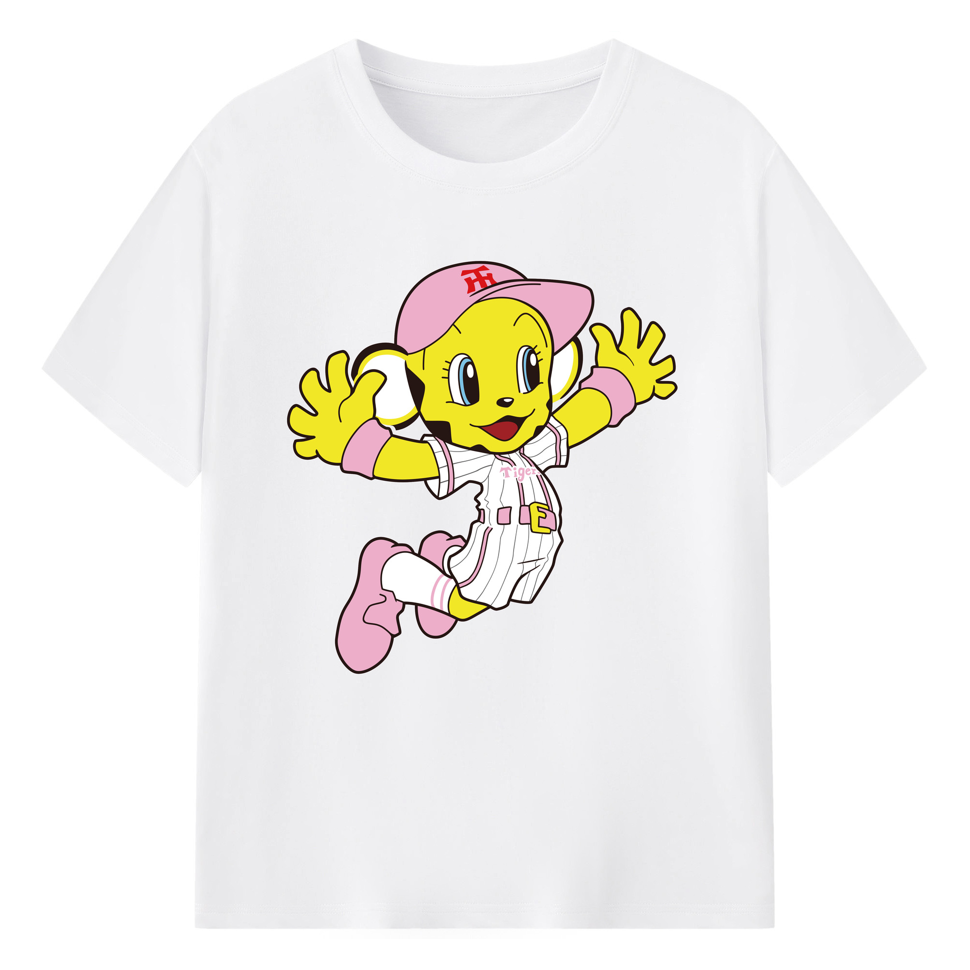 HANSHIN TIGERS MASCOT LUCKY APPLICATION JUMPING 2017 Logo - 綿100％ 半袖Tシャツ ・ フロントプリント ・ 快適 通気性 ・ 日常使い 散歩 スポーツ用