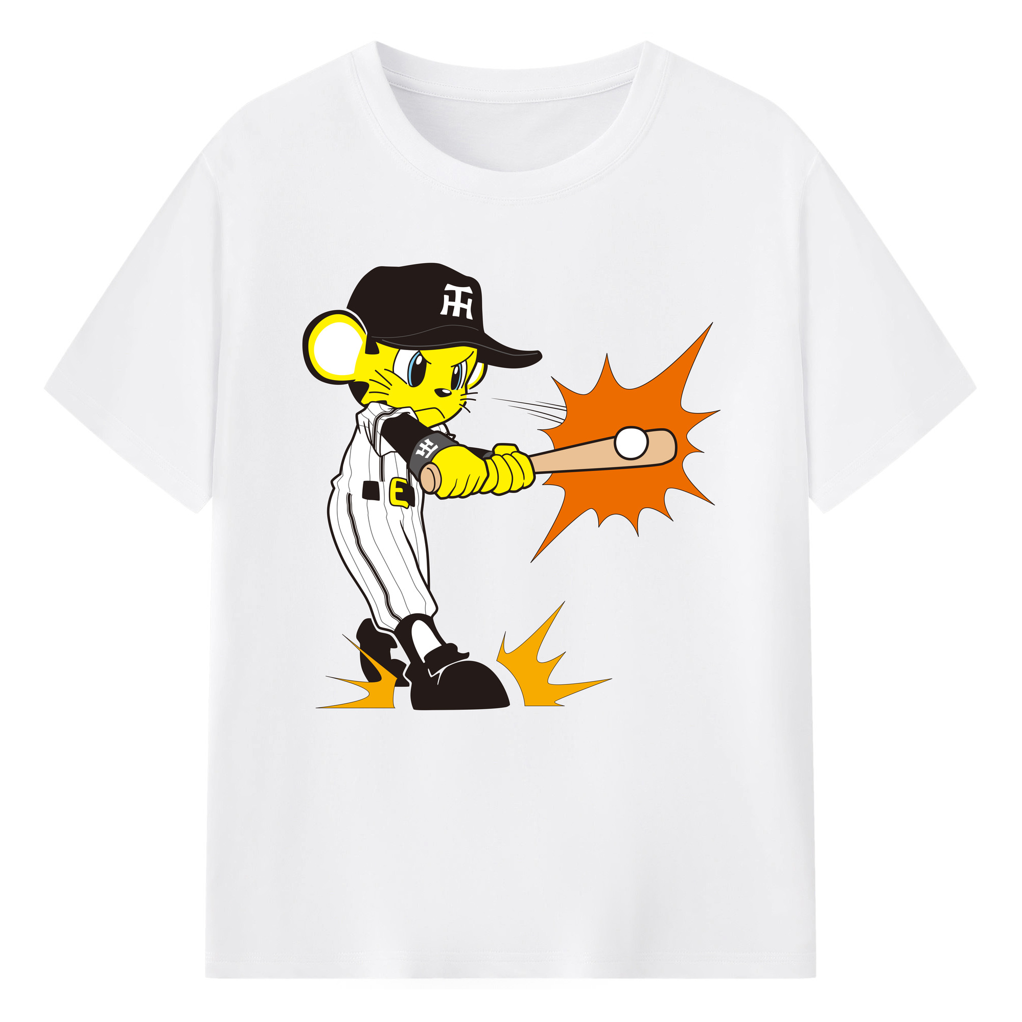 HANSHIN TIGERS MASCOT TO-LUCKY APPLICATION BATTING 2015 Logo - 綿100％ 半袖Tシャツ ・ フロントプリント ・ 快適 通気性 ・ 日常使い 散歩 スポーツ用