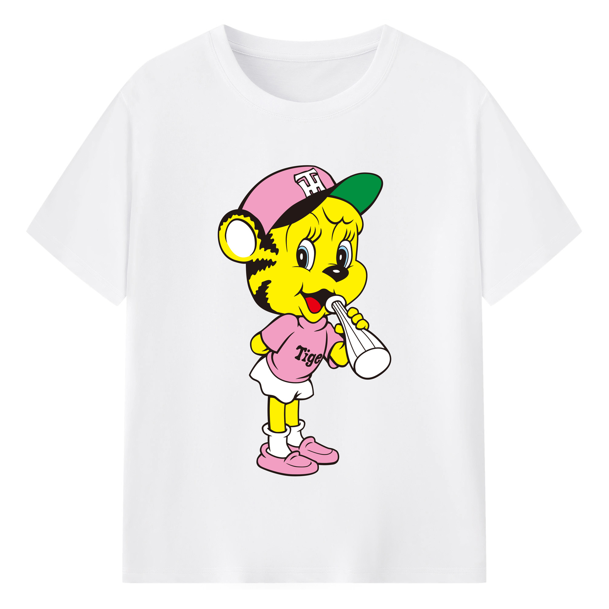 HANSHIN TIGERS MASCOT LUCKY OLD APPLICATION CHEERING BUGLE STAND Logo - 綿100％ 半袖Tシャツ ・ フロントプリント ・ 快適 通気性 ・ 日常使い 散歩 スポーツ用