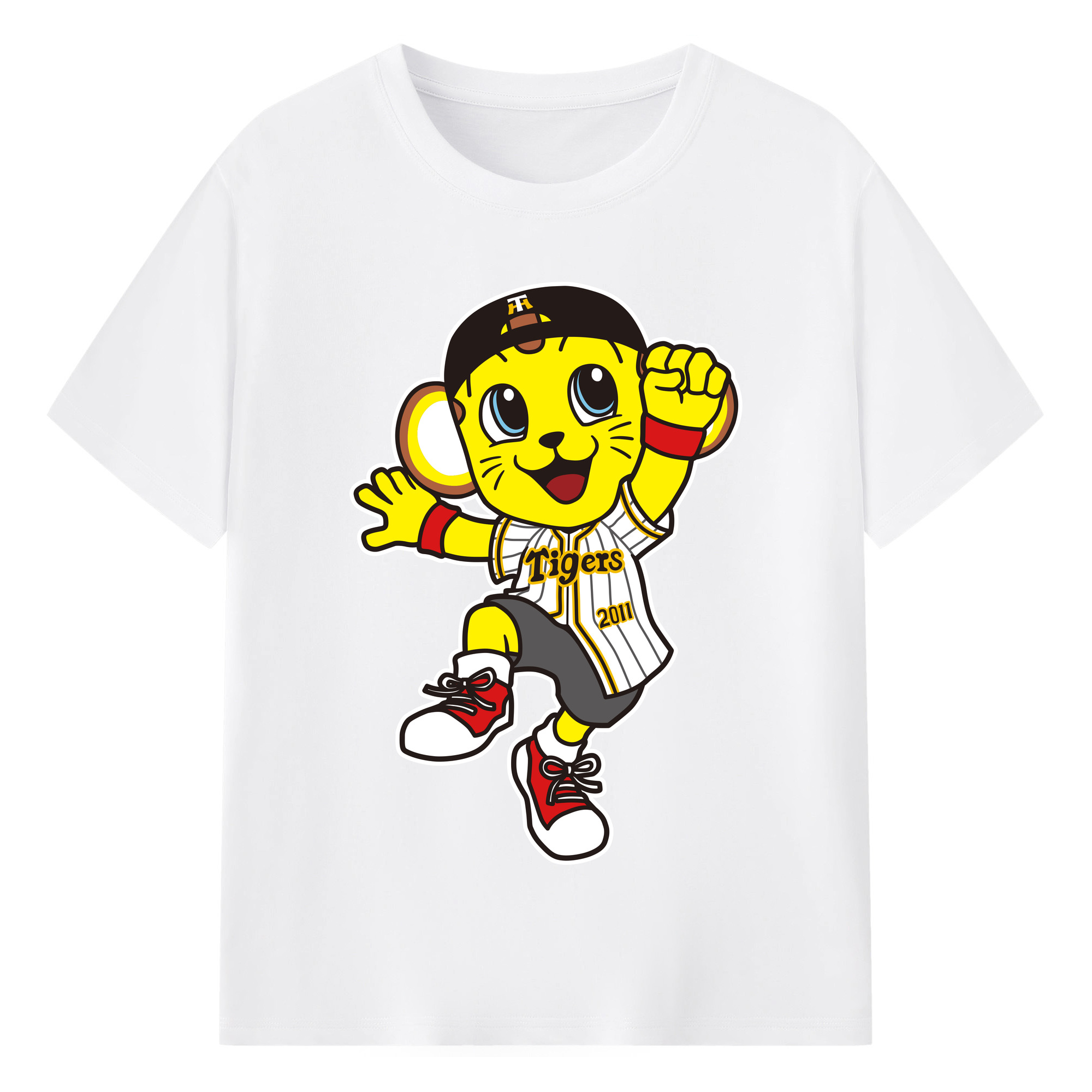 HANSHIN TIGERS MASCOT KITA 2010's LATELY PRESENT APPLICATION JUMPING FIGHTING Logo - 綿100％ 半袖Tシャツ ・ フロントプリント ・ 快適 通気性 ・ 日常使い 散歩 スポーツ用