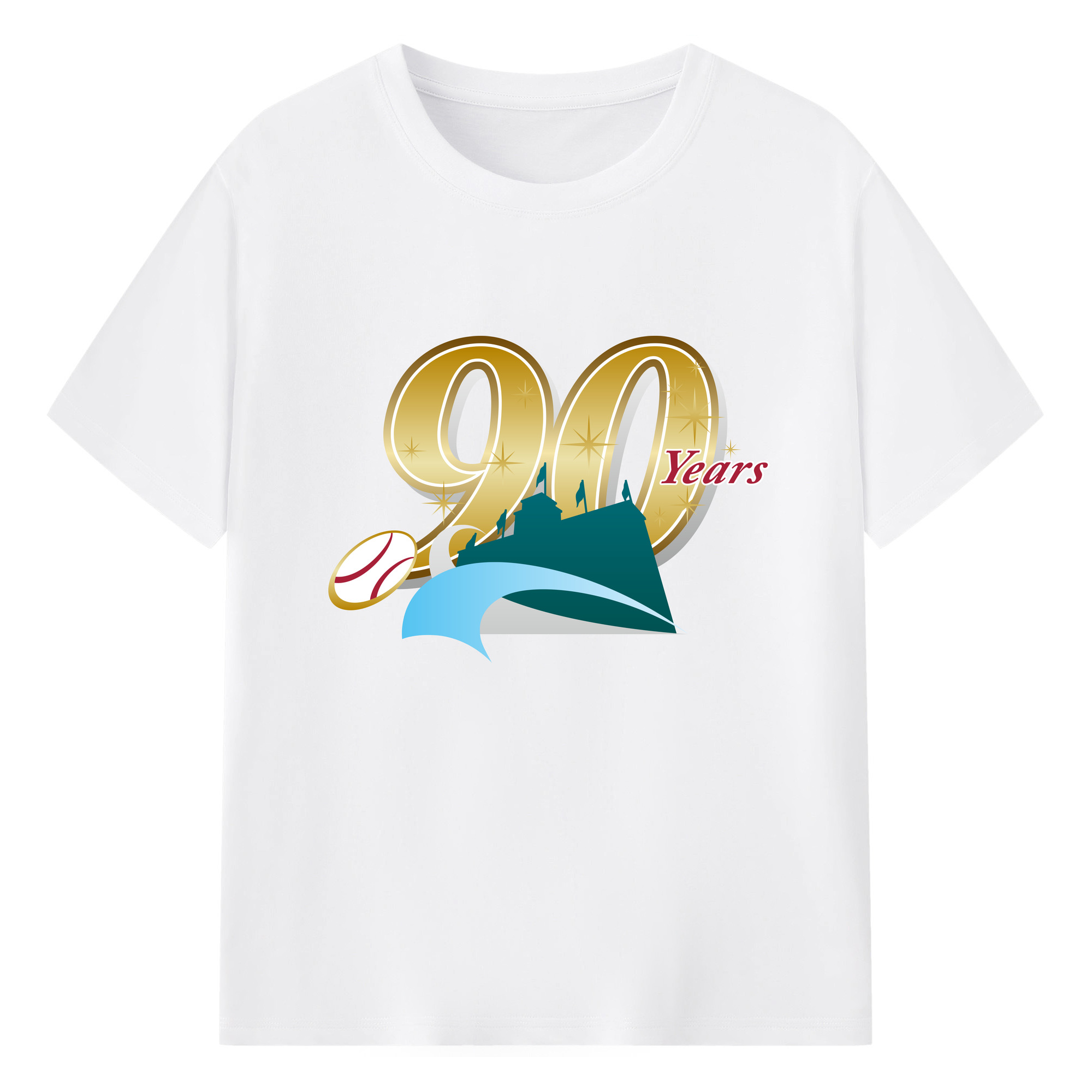 HANSHIN TIGERS 90TH ANNIVERSARY SYMBOL Logo - 綿100％ 半袖Tシャツ ・ フロントプリント ・ 快適 通気性 ・ 日常使い 散歩 スポーツ用