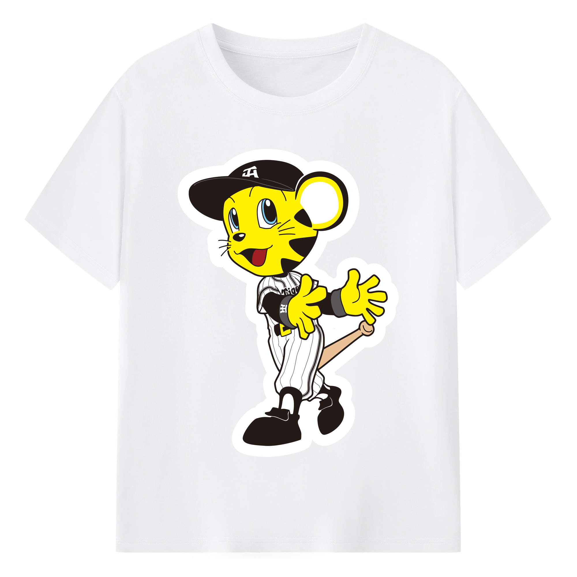 HANSHIN TIGERS MASCOT TO-LUCKY APPLICATION AFTER HITTING 2015 Logo - 綿100％ 半袖Tシャツ ・ フロントプリント ・ 快適 通気性 ・ 日常使い 散歩 スポーツ用