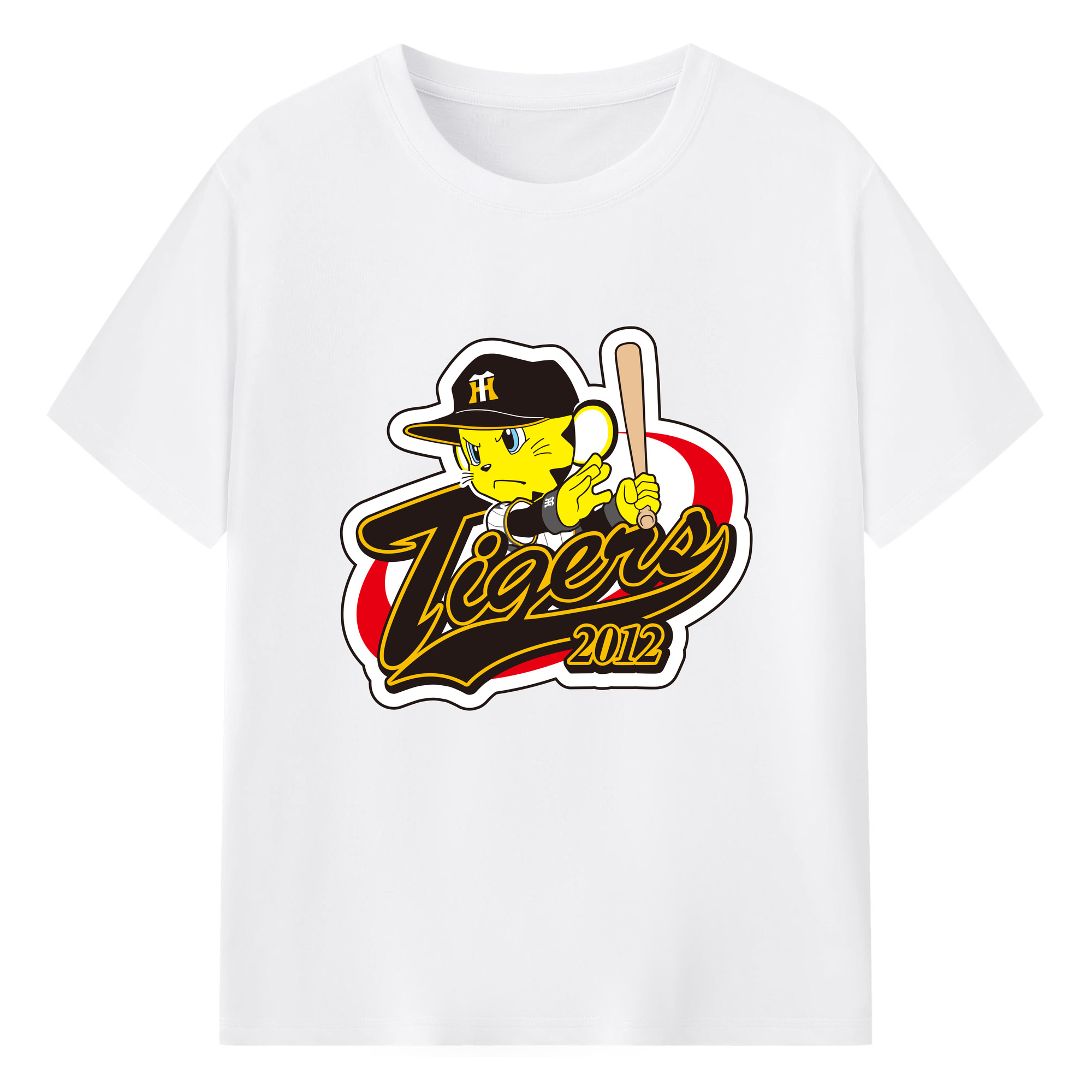 HANSHIN TIGERS 2012 MASCOT TO-LUCKY Logo - 綿100％ 半袖Tシャツ ・ フロントプリント ・ 快適 通気性 ・ 日常使い 散歩 スポーツ用