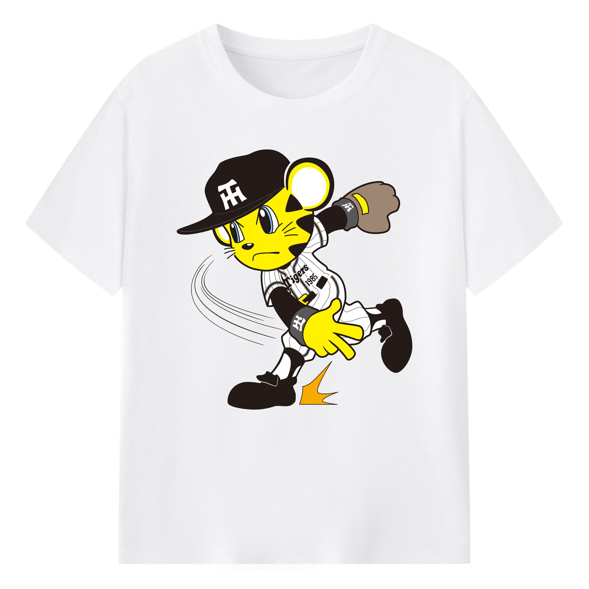 HANSHIN TIGERS MASCOT TO-LUCKY APPLICATION PITCHING 2015 Logo - 綿100％ 半袖Tシャツ ・ フロントプリント ・ 快適 通気性 ・ 日常使い 散歩 スポーツ用