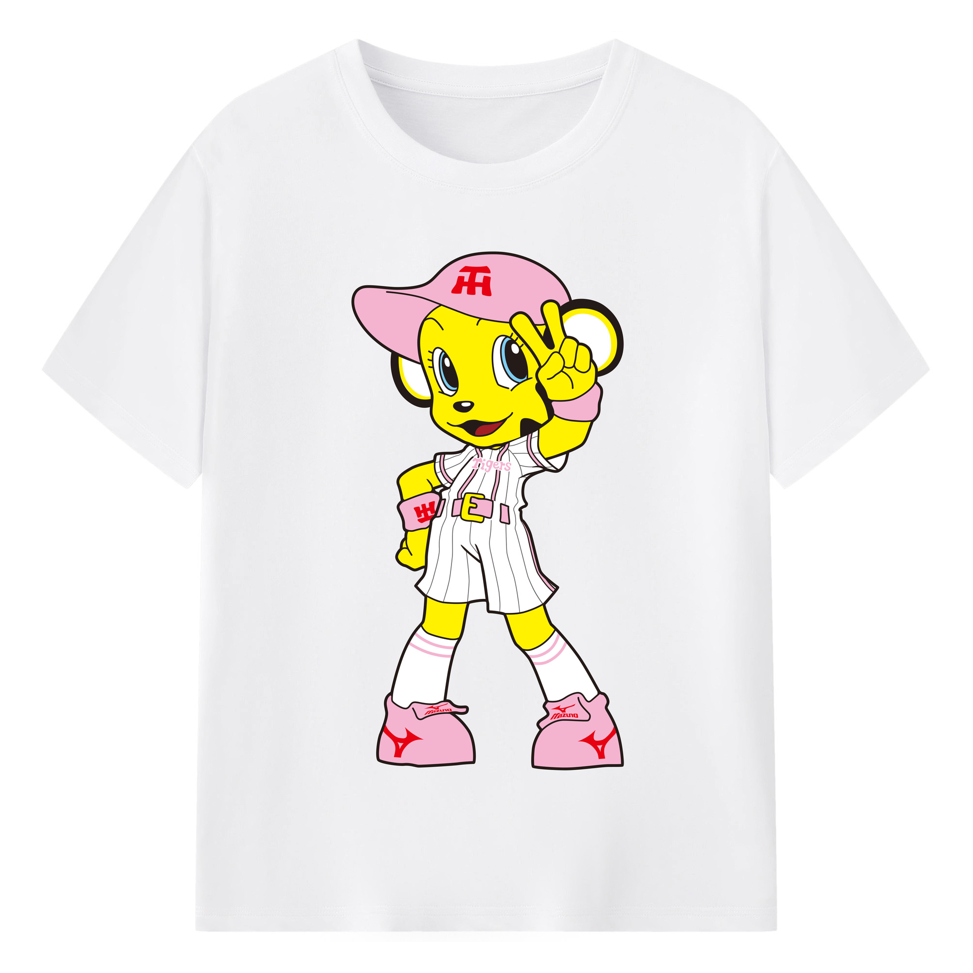 HANSHIN TIGERS MASCOT LUCKY APPLICATION Logo - 綿100％ 半袖Tシャツ ・ フロントプリント ・ 快適 通気性 ・ 日常使い 散歩 スポーツ用