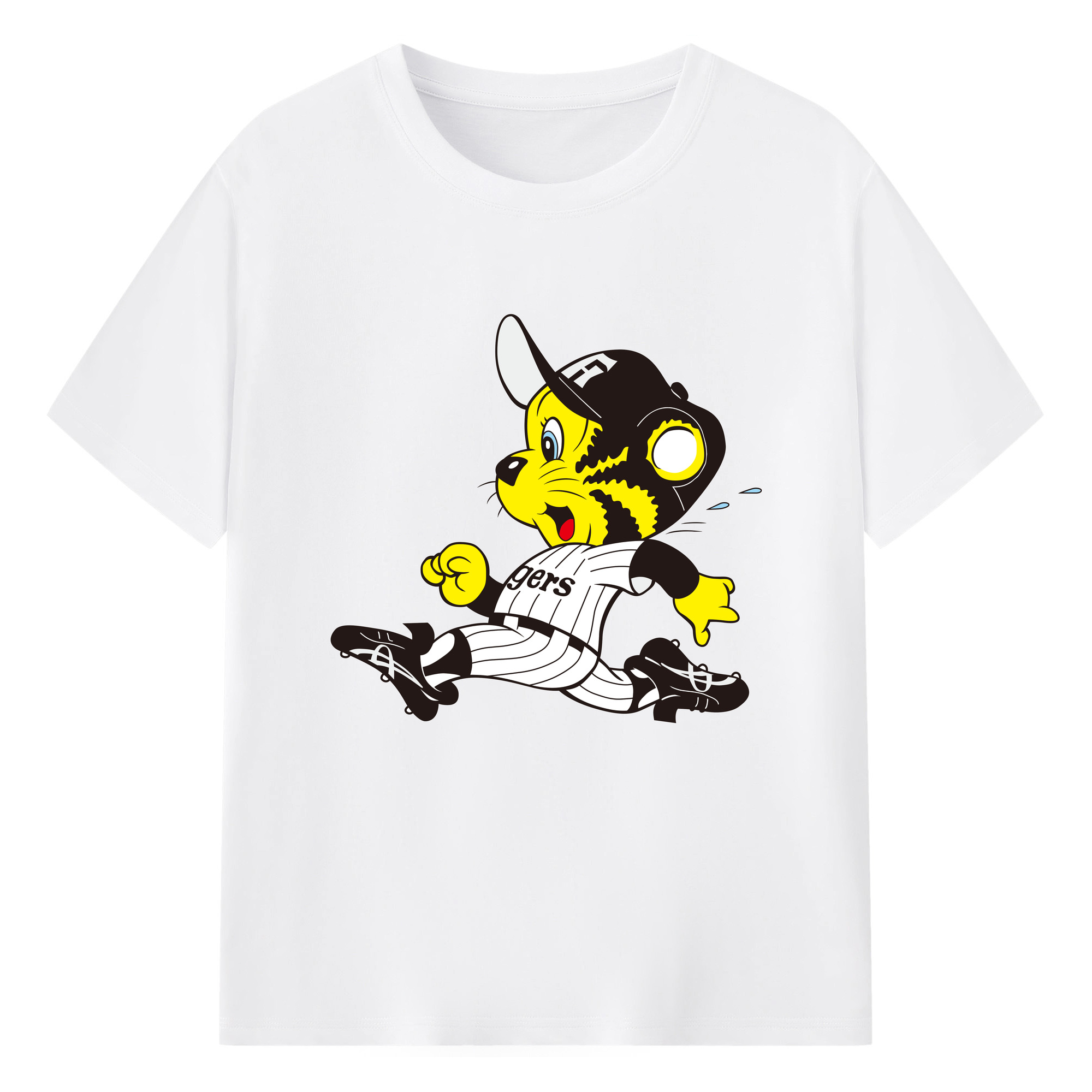 HANSHIN TIGERS MASCOT TO-LUCKY OLD APPLICATION RUNNING Logo - 綿100％ 半袖Tシャツ ・ フロントプリント ・ 快適 通気性 ・ 日常使い 散歩 スポーツ用