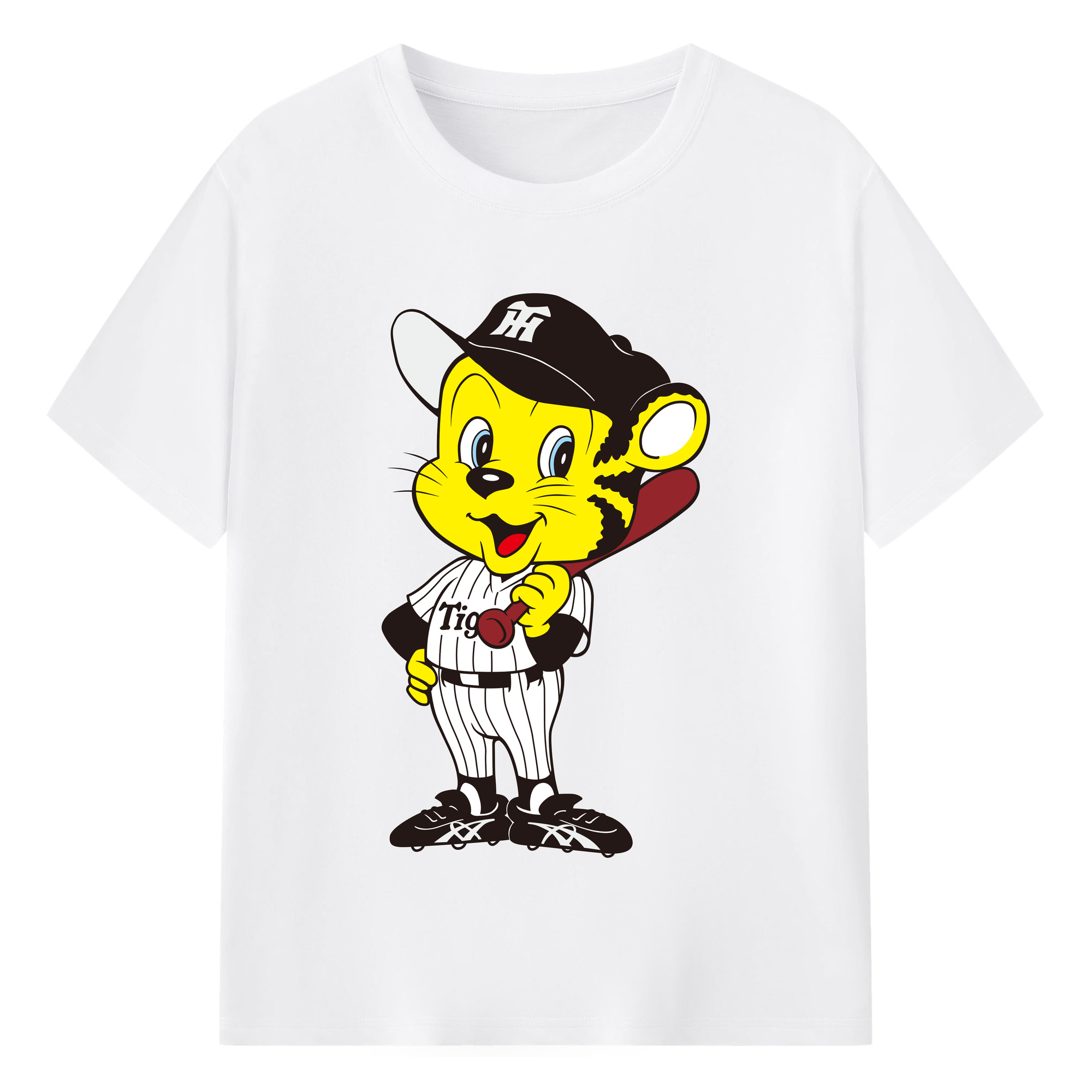 HANSHIN TIGERS MASCOT TO-LUCKY OLD ORIGINAL Logo - 綿100％ 半袖Tシャツ ・ フロントプリント ・ 快適 通気性 ・ 日常使い 散歩 スポーツ用