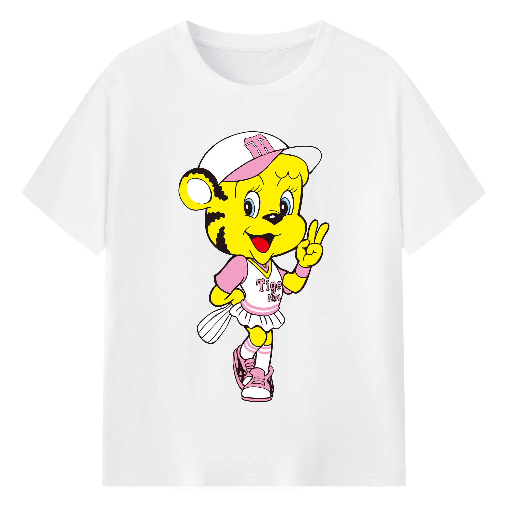 HANSHIN TIGERS MASCOT LUCKY OLD ORIGINAL CHEERING BUGLE Logo - 綿100％ 半袖Tシャツ ・ フロントプリント ・ 快適 通気性 ・ 日常使い 散歩 スポーツ用