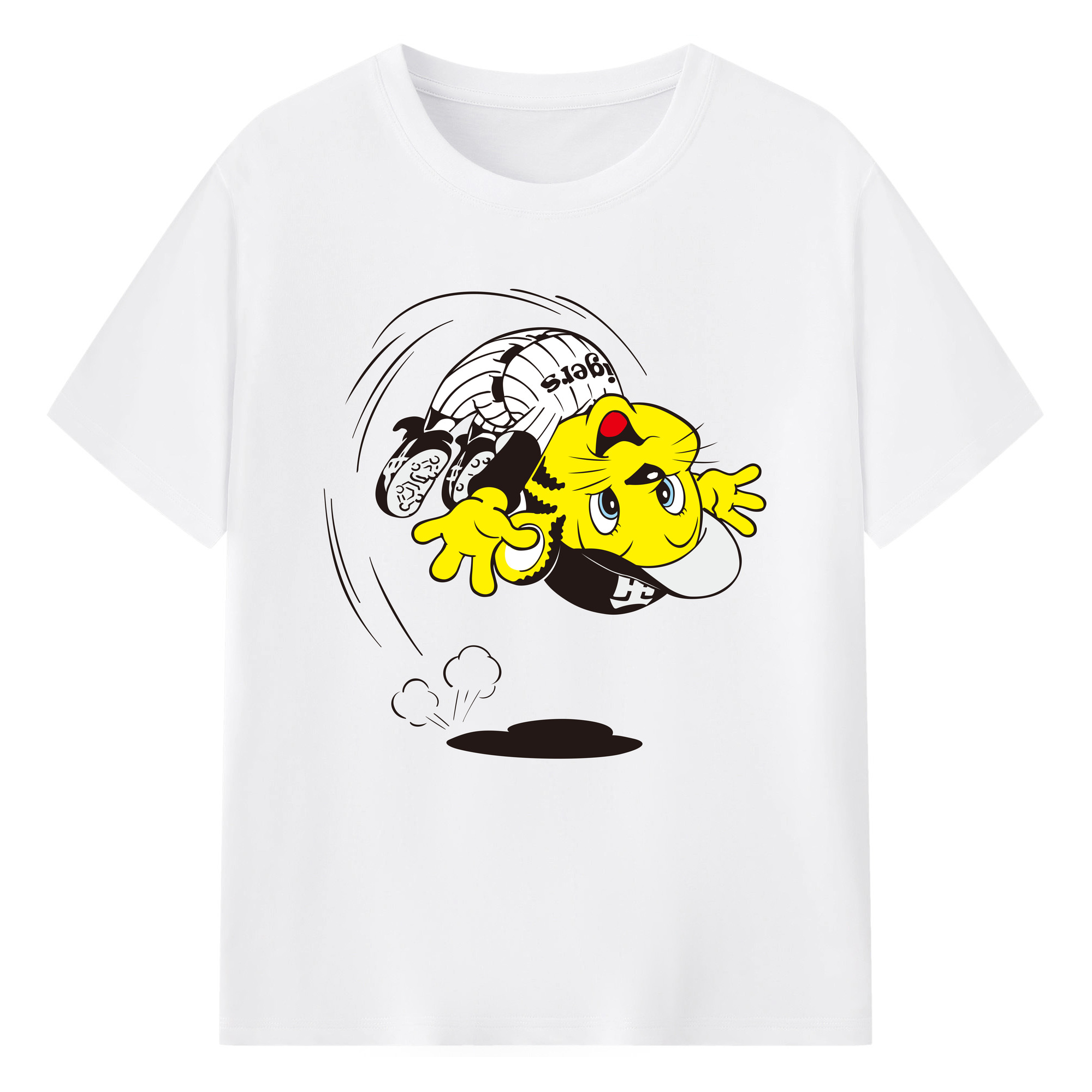 HANSHIN TIGERS MASCOT TO-LUCKY OLD APPLICATION TUMBLING Logo - 綿100％ 半袖Tシャツ ・ フロントプリント ・ 快適 通気性 ・ 日常使い 散歩 スポーツ用