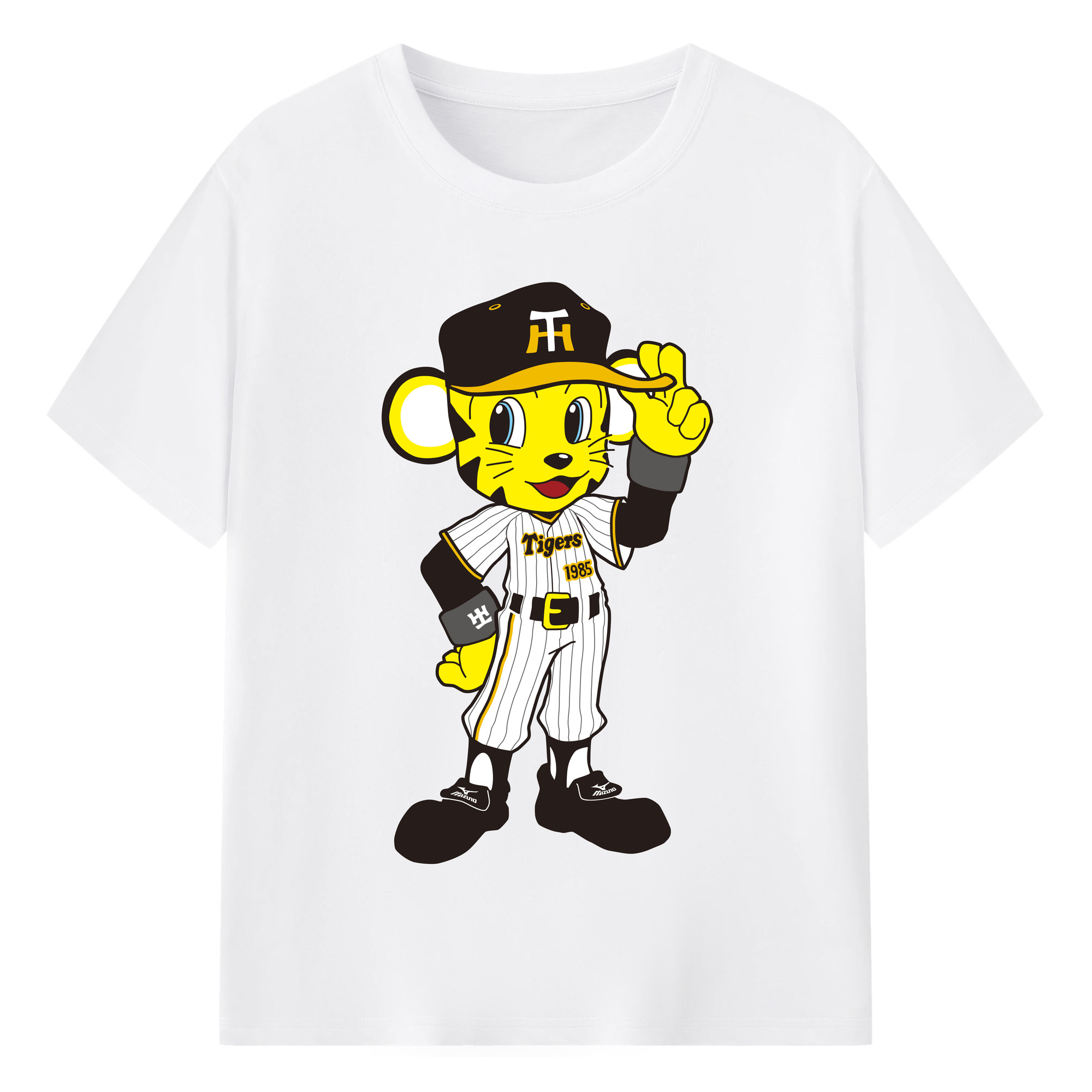HANSHIN TIGERS MASCOT TO-LUCKY 2022 HOME UNIFORM ORIGINAL MIZNO SPONSOR Logo - 綿100％ 半袖Tシャツ ・ フロントプリント ・ 快適 通気性 ・ 日常使い 散歩 スポーツ用