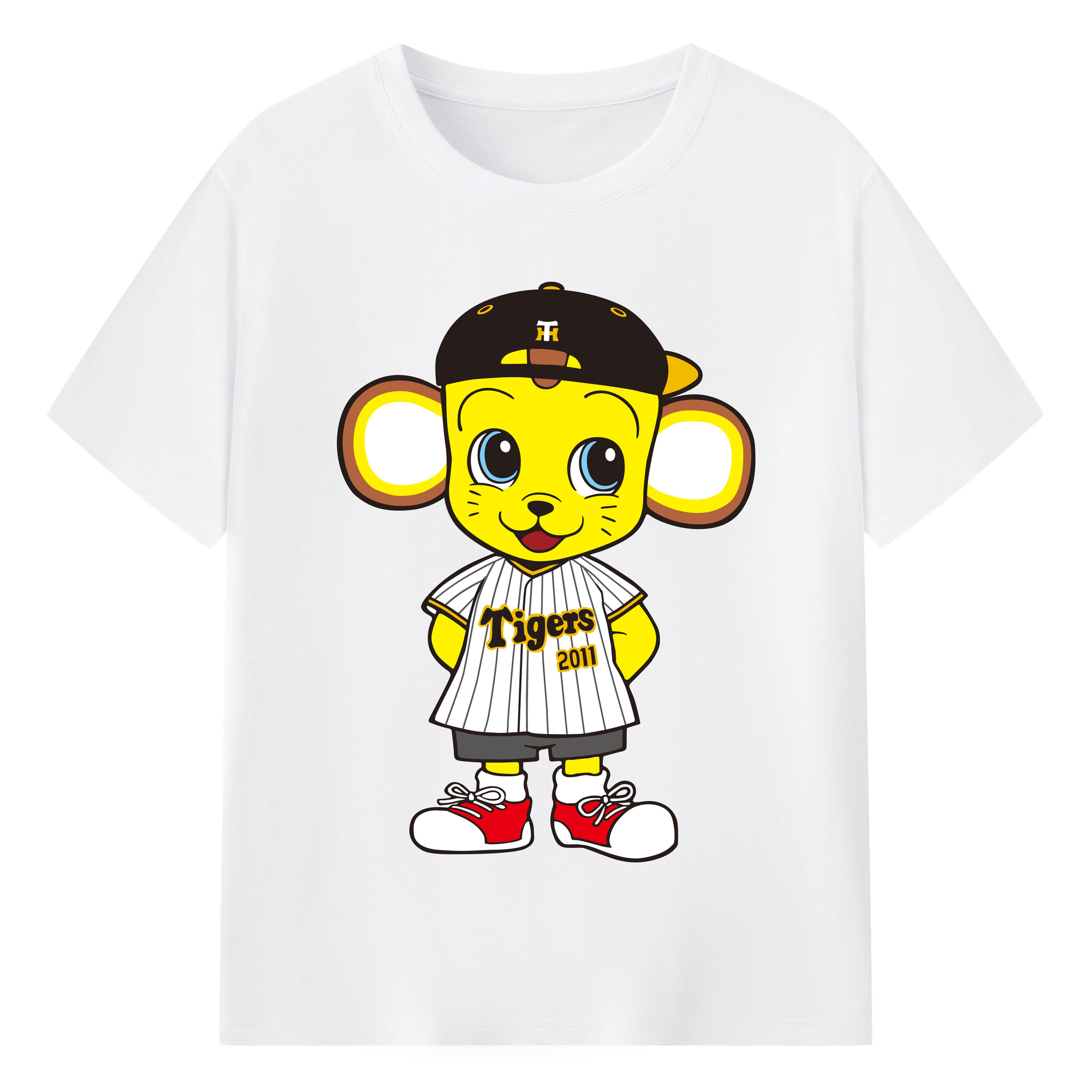 HANSHIN TIGERS MASCOT KITA 2022 HOME UNIFORM ORIGINAL Logo - 綿100％ 半袖Tシャツ ・ フロントプリント ・ 快適 通気性 ・ 日常使い 散歩 スポーツ用