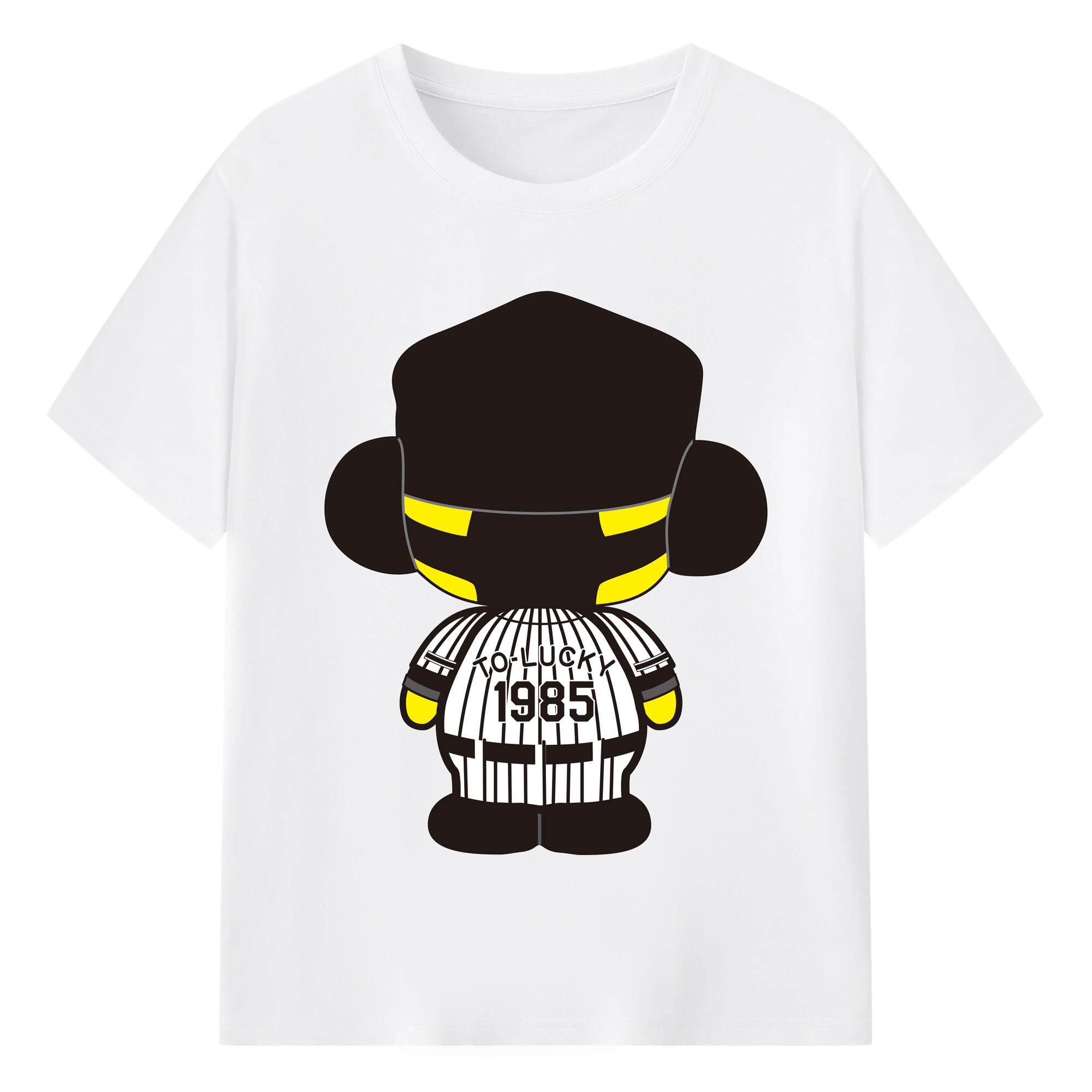 HANSHIN TIGERS MASCOT TO-LUCKY APPLICATION KID STAND BACK 2015 Logo - 綿100％ 半袖Tシャツ ・ フロントプリント ・ 快適 通気性 ・ 日常使い 散歩 スポーツ用