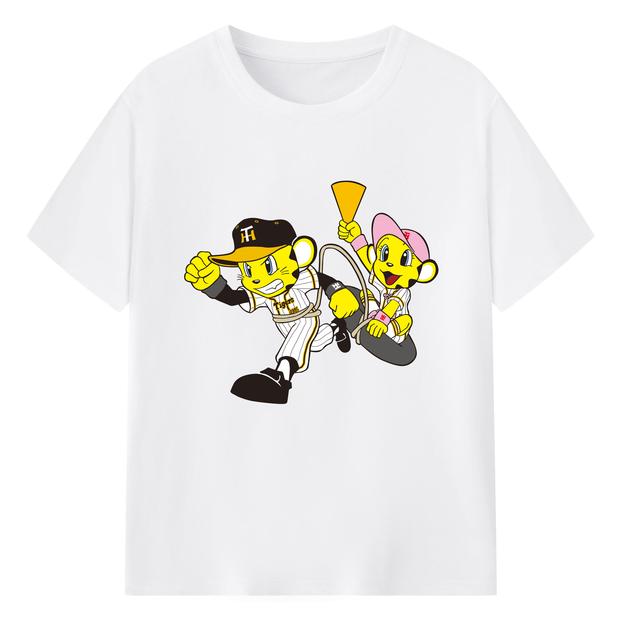 HANSHIN TIGERS MASCOT TO-LUCKY LUCKY APPLICATION RUNNING Logo - 綿100％ 半袖Tシャツ ・ フロントプリント ・ 快適 通気性 ・ 日常使い 散歩 スポーツ用