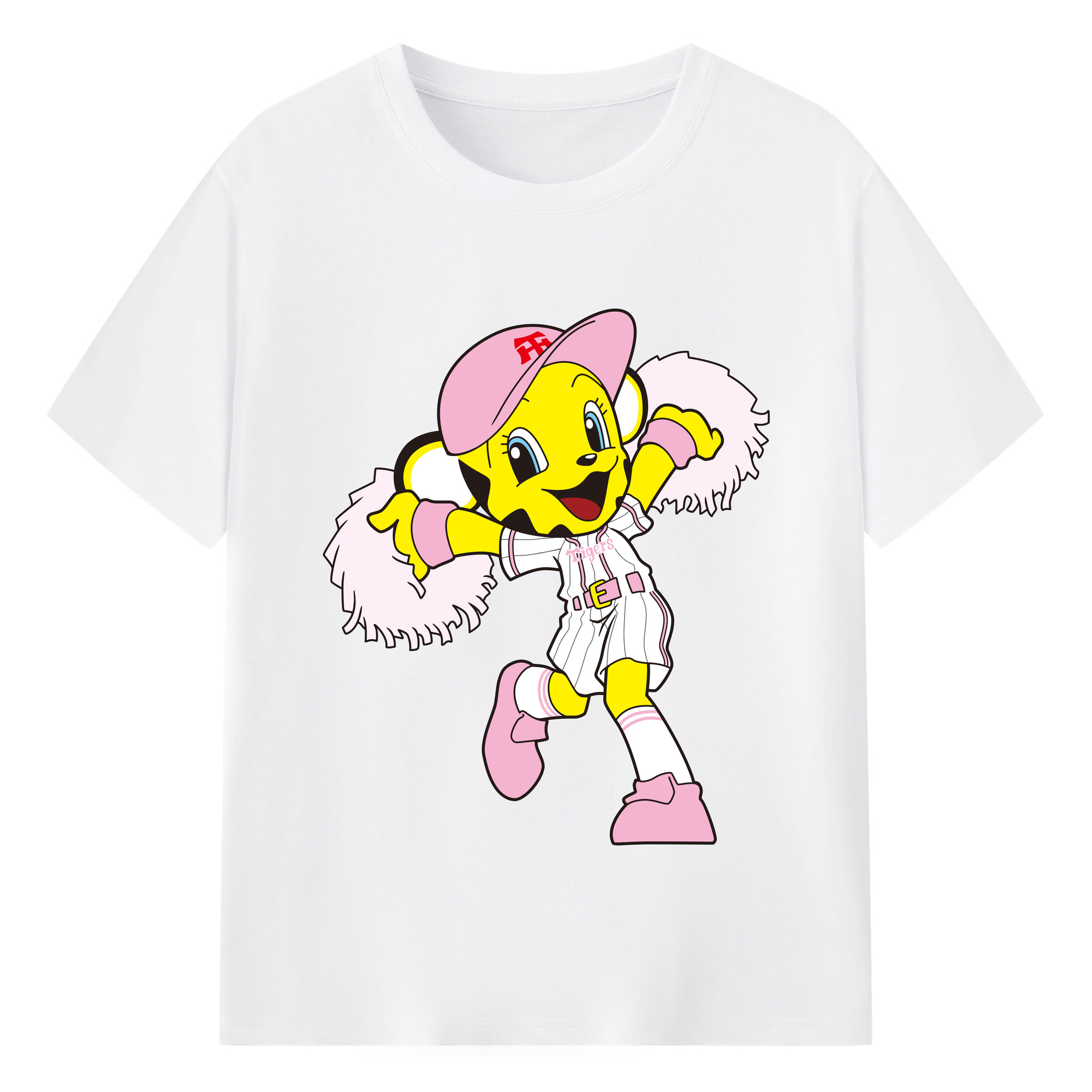 HANSHIN TIGERS MASCOT LUCKY APPLICATION CHEERING 2015 Logo - 綿100％ 半袖Tシャツ ・ フロントプリント ・ 快適 通気性 ・ 日常使い 散歩 スポーツ用