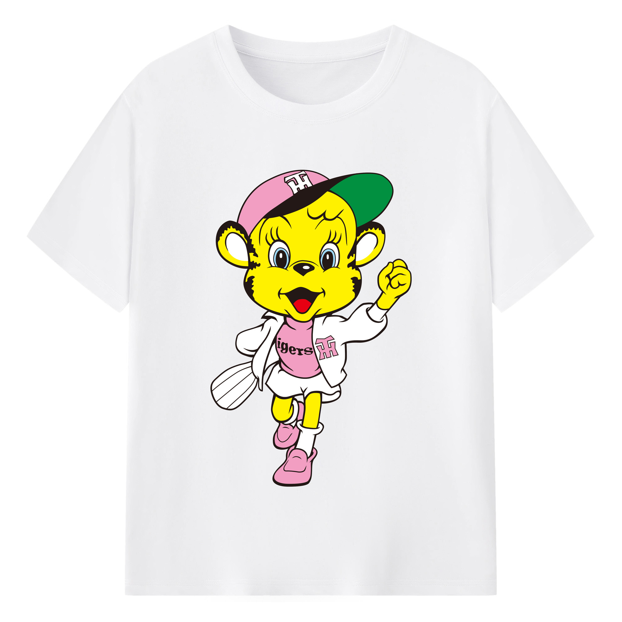 HANSHIN TIGERS MASCOT LUCKY OLD APPLICATION CHEERING WALKING Logo - 綿100％ 半袖Tシャツ ・ フロントプリント ・ 快適 通気性 ・ 日常使い 散歩 スポーツ用