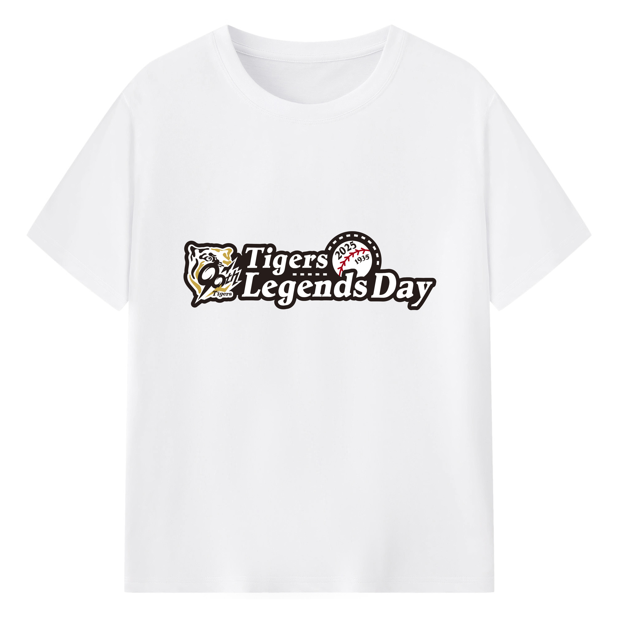 HANSHIN TIGERS TIGERS LEGENDS DAY 1935 2025 Logo - 綿100％ 半袖Tシャツ ・ フロントプリント ・ 快適 通気性 ・ 日常使い 散歩 スポーツ用