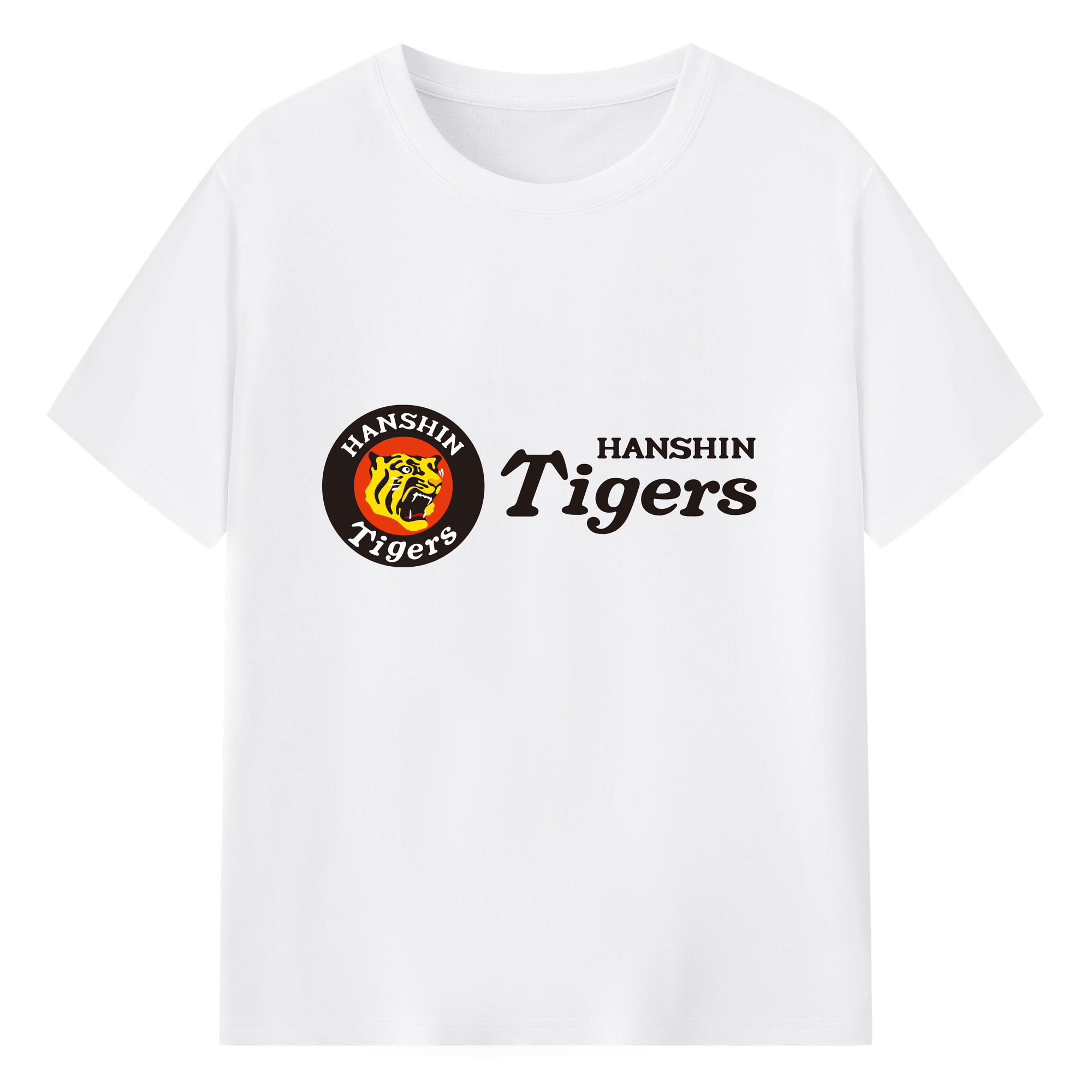 HANSHIN TIGERS Wordmark Logo - 綿100％ 半袖Tシャツ ・ フロントプリント ・ 快適 通気性 ・ 日常使い 散歩 スポーツ用