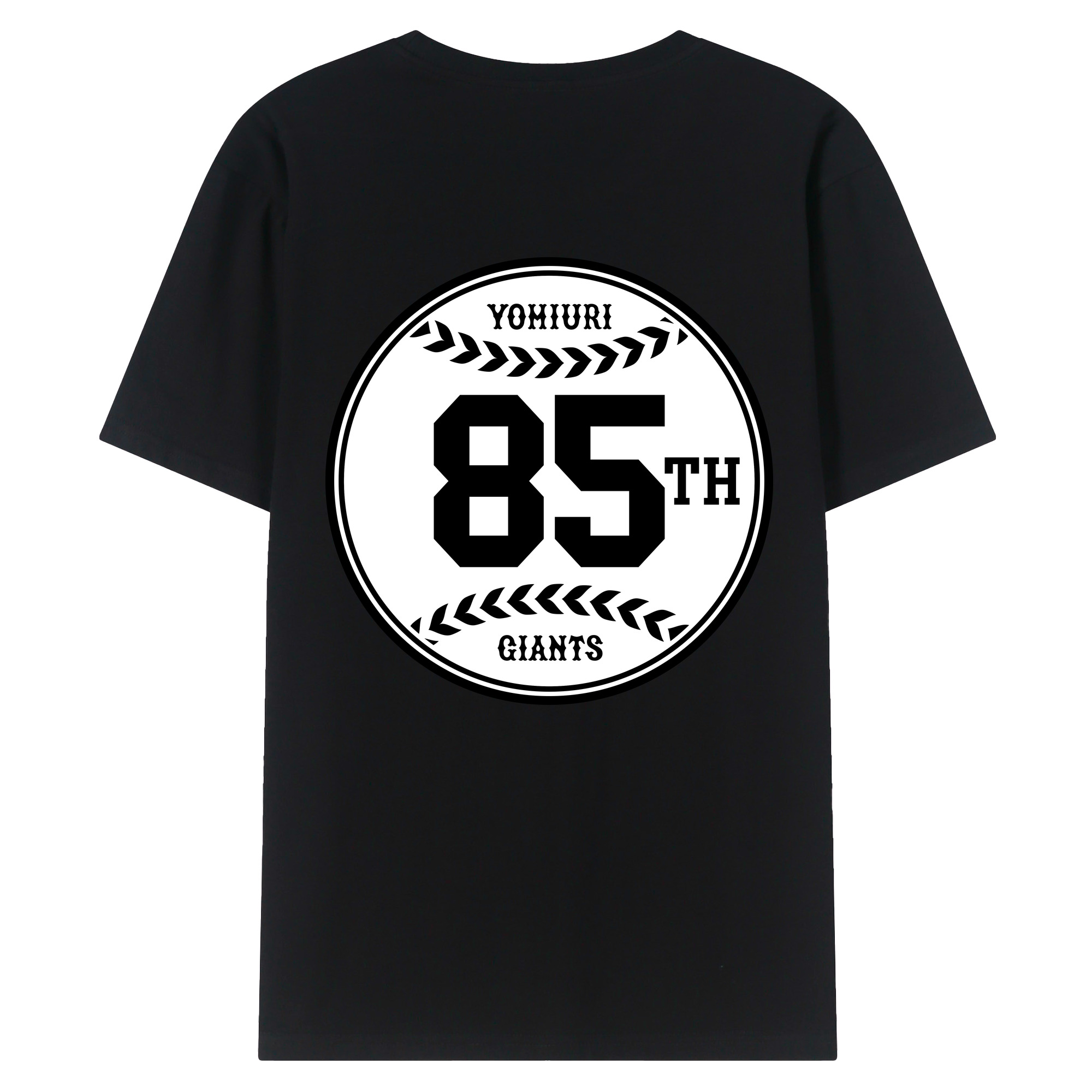 YOMIURI GIANTS 85TH ANNIVERSARY BLACK AND WHITE Logo - 綿100％ 半袖Tシャツ ・ バックプリント ・ 快適 通気性 ・ 日常使い 散歩 スポーツ用