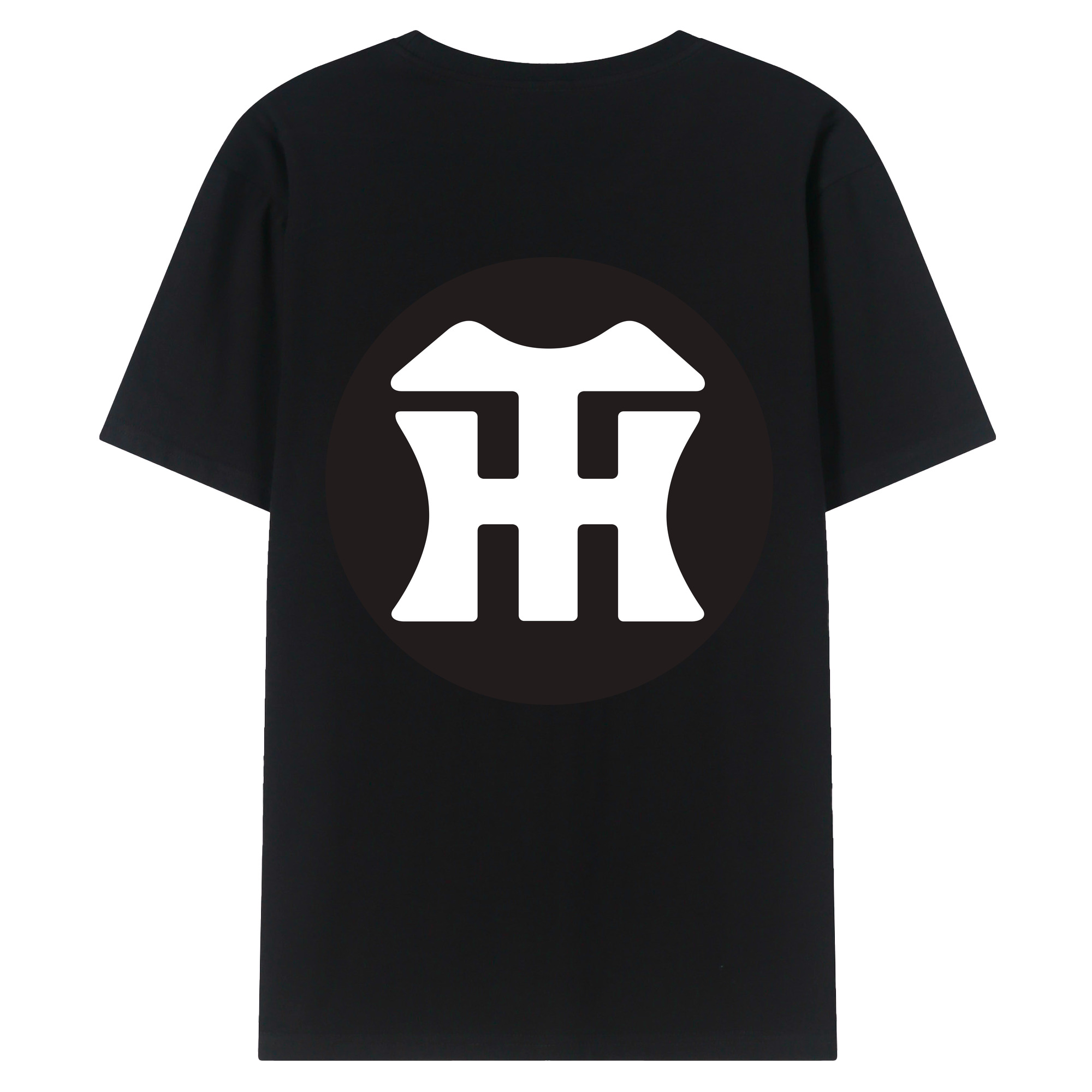 HANSHIN TIGERS SYMBOL ROUND APPLICATION BLACK Logo - 綿100％ 半袖Tシャツ ・ バックプリント ・ 快適 通気性 ・ 日常使い 散歩 スポーツ用
