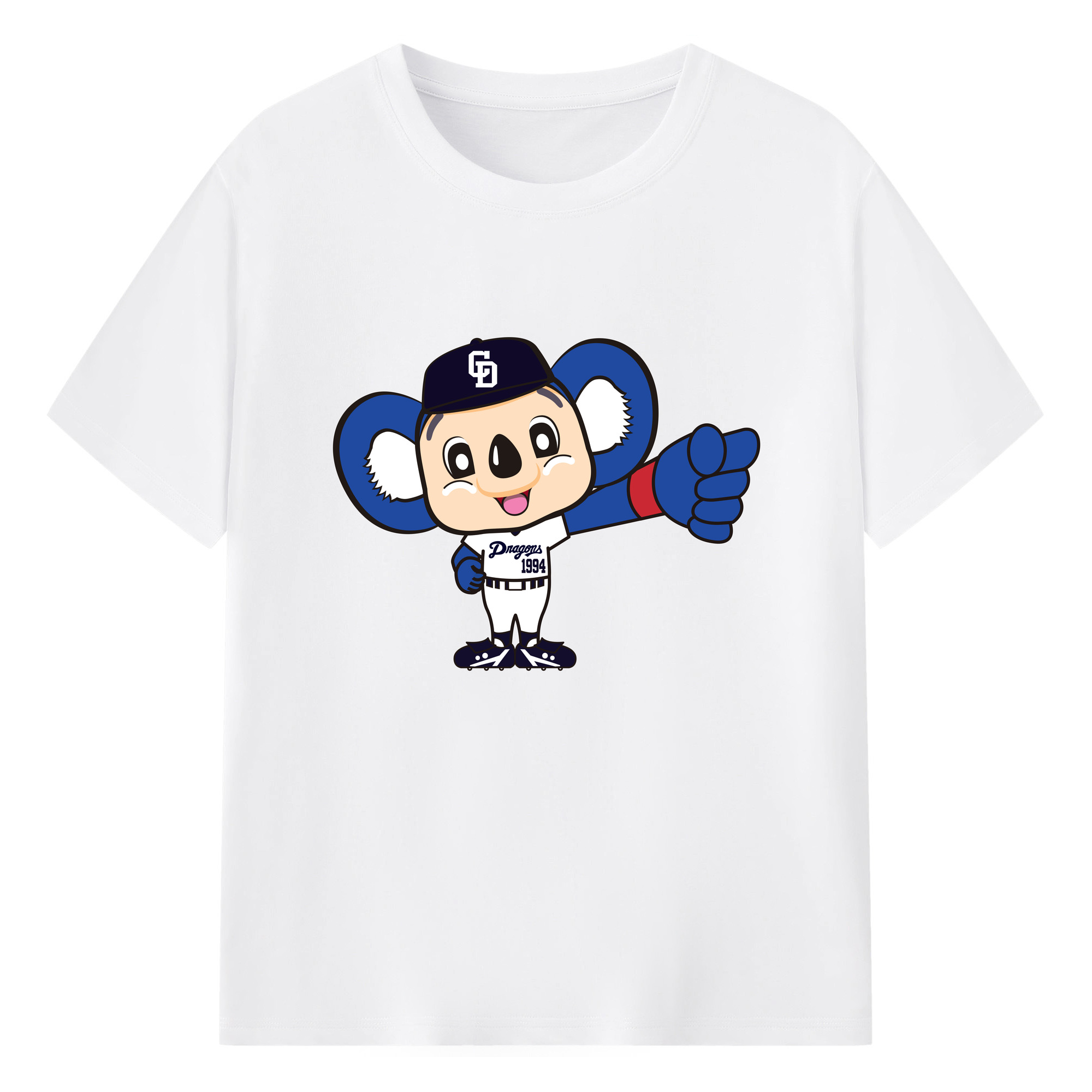 CHUNICHI DRAGONS MASCOT DOALA 2014 2016 HOME UNIFORM GRAP APPLICATION Logo - 綿100％ 半袖Tシャツ ・ フロントプリント ・ 快適 通気性 ・ 日常使い 散歩 スポーツ用