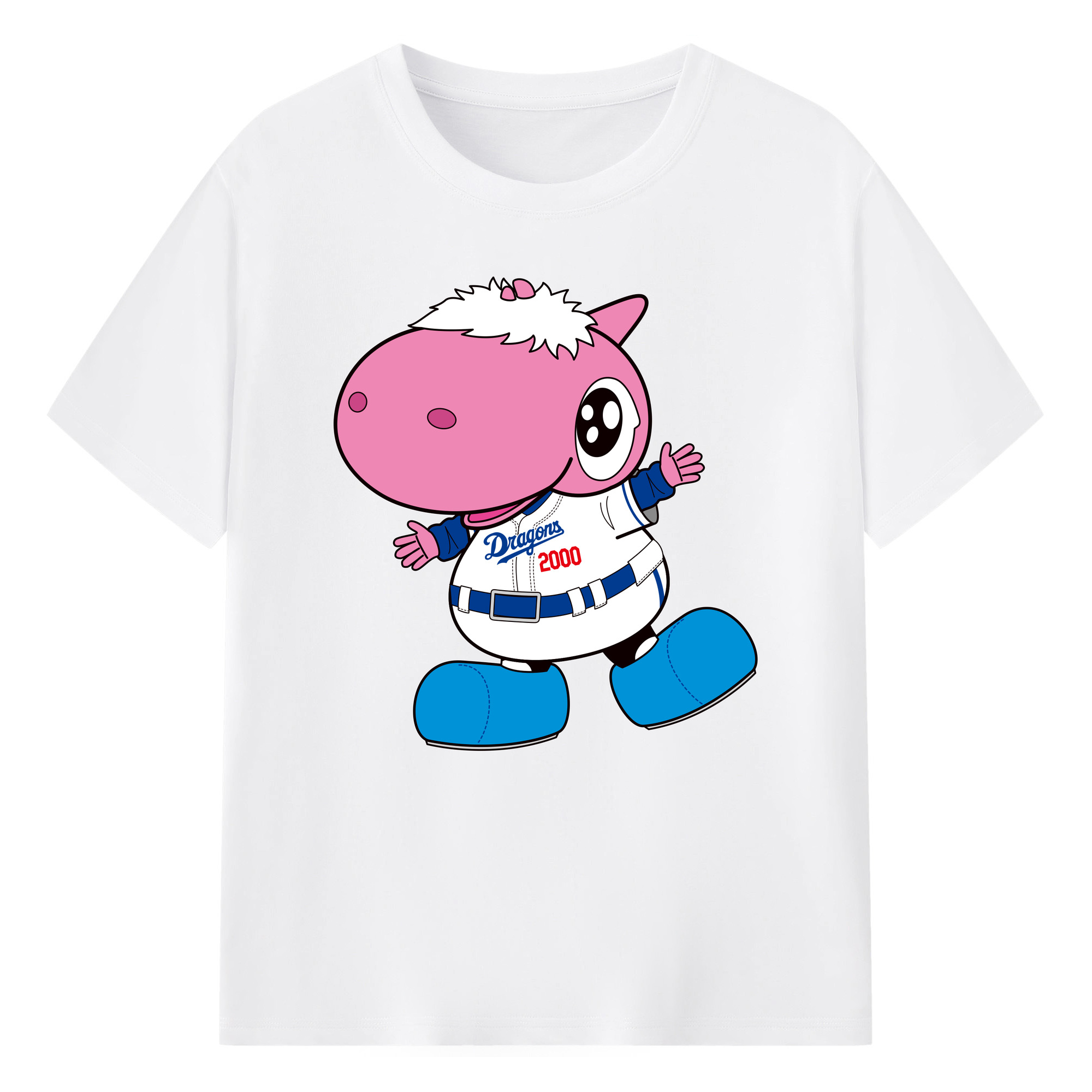 CHUNICHI DRAGONS MASCOT PAOLON 2023 HOME UNIFORM APPLICATION GREETING Logo - 綿100％ 半袖Tシャツ ・ フロントプリント ・ 快適 通気性 ・ 日常使い 散歩 スポーツ用