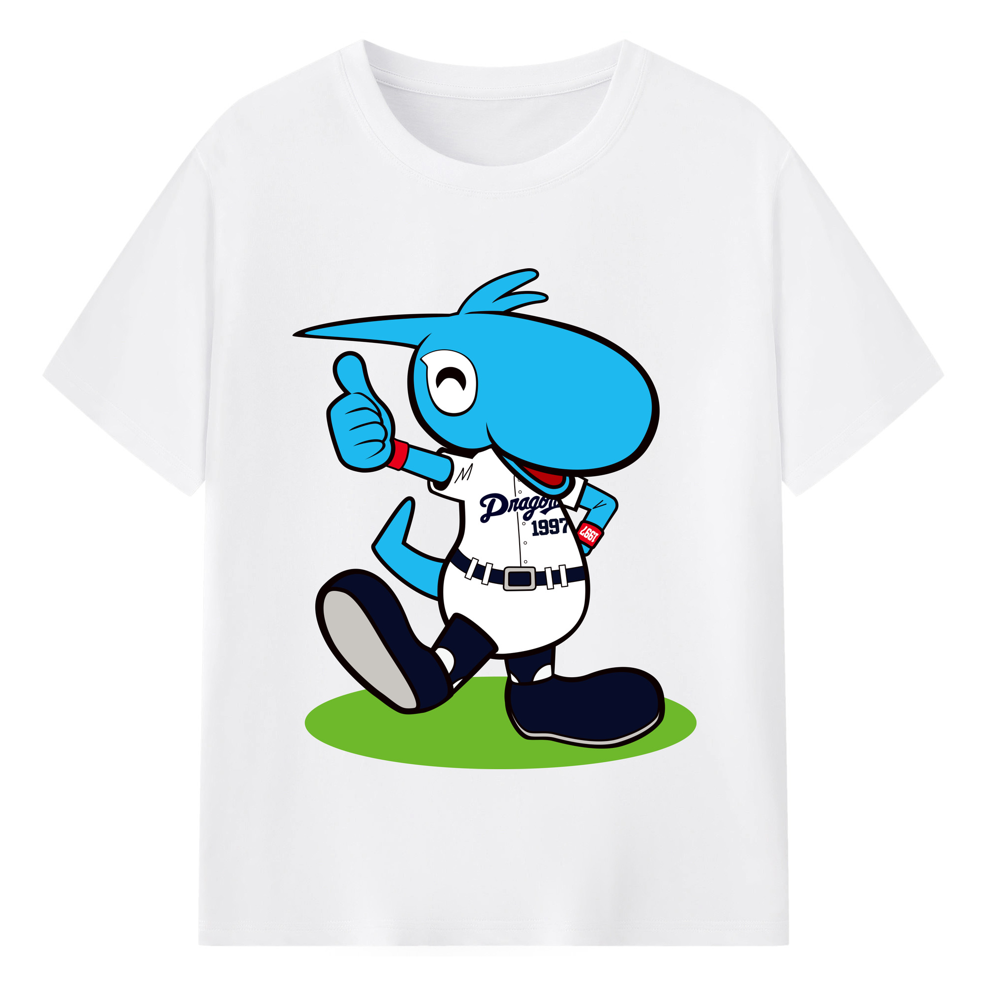 CHUNICHI DRAGONS MASCOT SHAOLON 2014 2016 HOME UNIFORM Logo - 綿100％ 半袖Tシャツ ・ フロントプリント ・ 快適 通気性 ・ 日常使い 散歩 スポーツ用