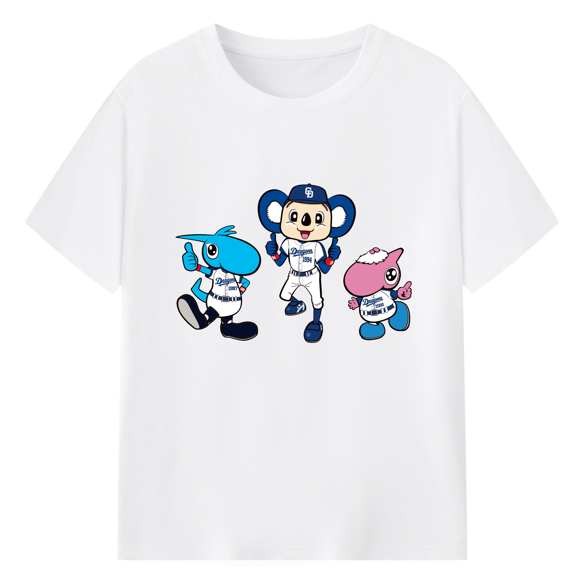 CHUNICHI DRAGONS MASCOT SHAOLON DOALA PAOLON APPLICATION Logo - 綿100％ 半袖Tシャツ ・ フロントプリント ・ 快適 通気性 ・ 日常使い 散歩 スポーツ用